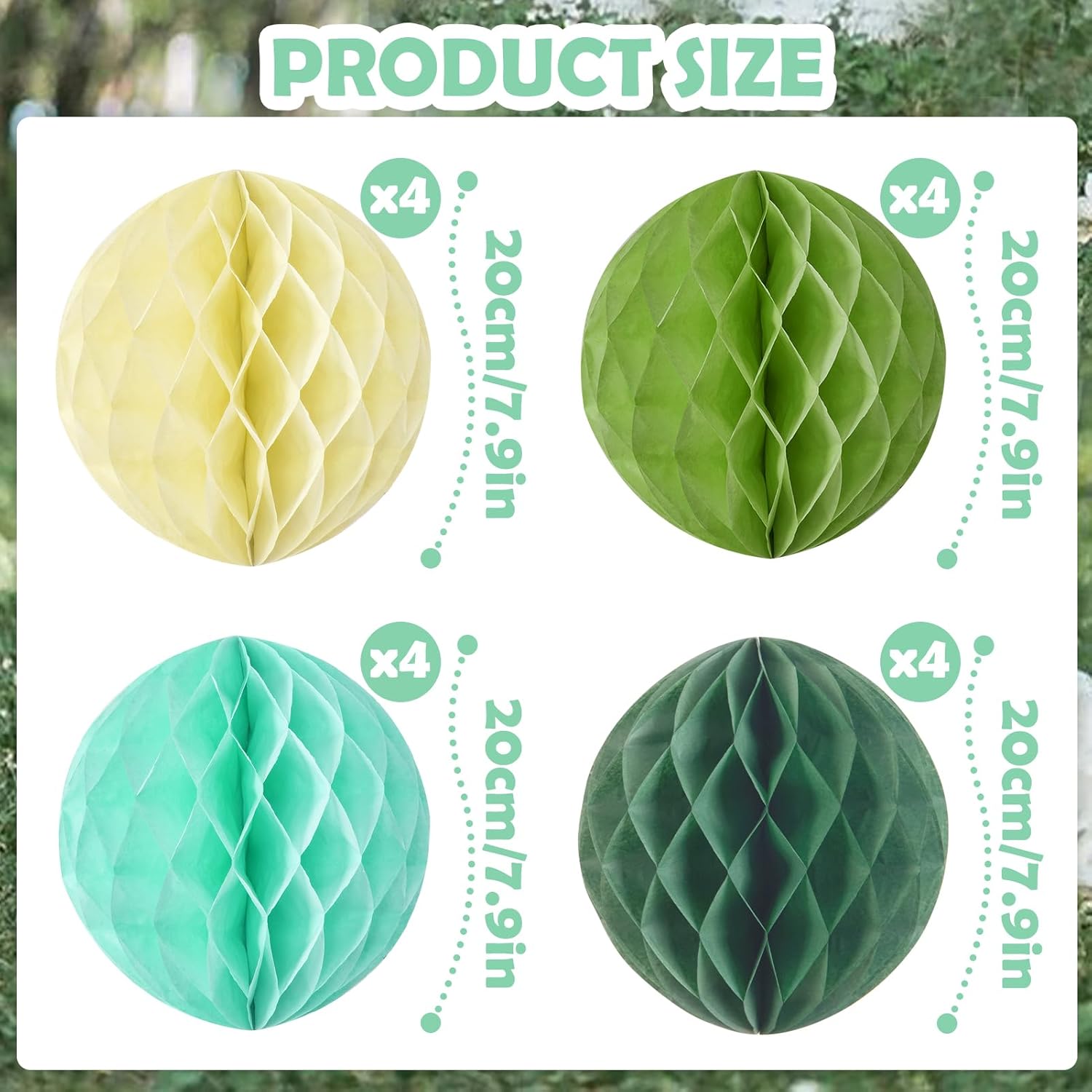 SUNBEAUTY 8 Inch Hanging Honeycomb Balls Set of 16