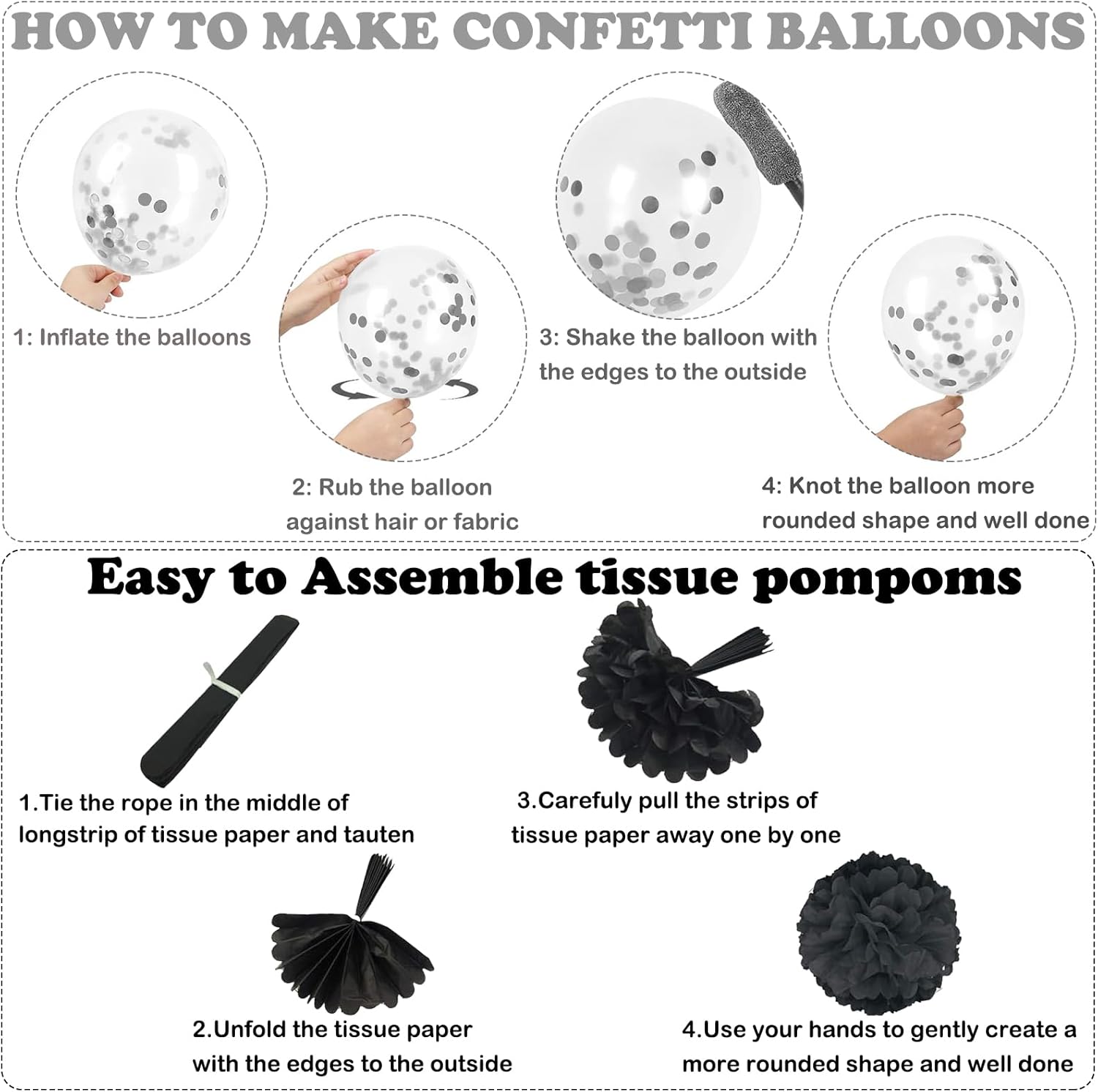 Black and Silver Birthday Decorations for Men