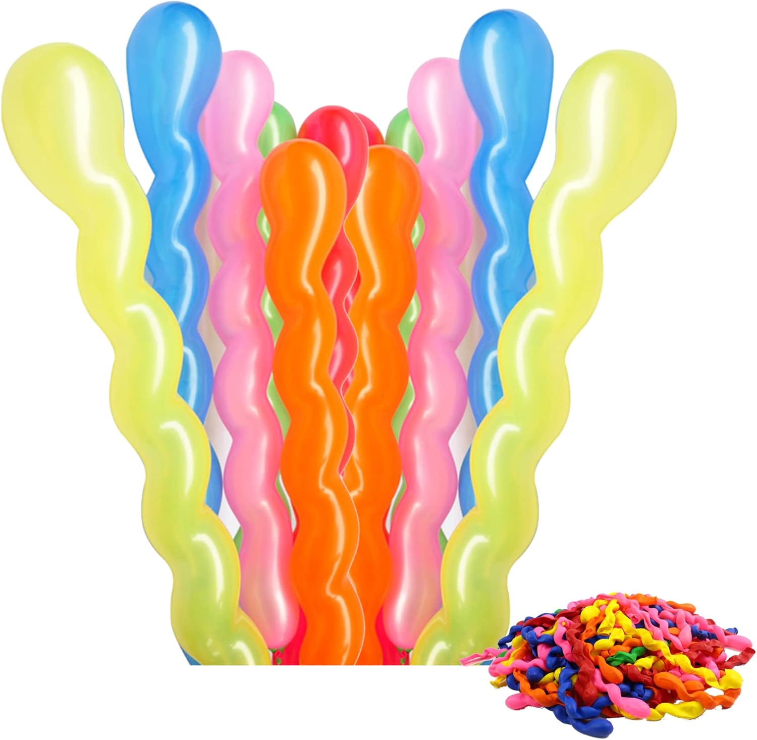 100 Pcs Latex Spiral Balloons for Birthday Parties