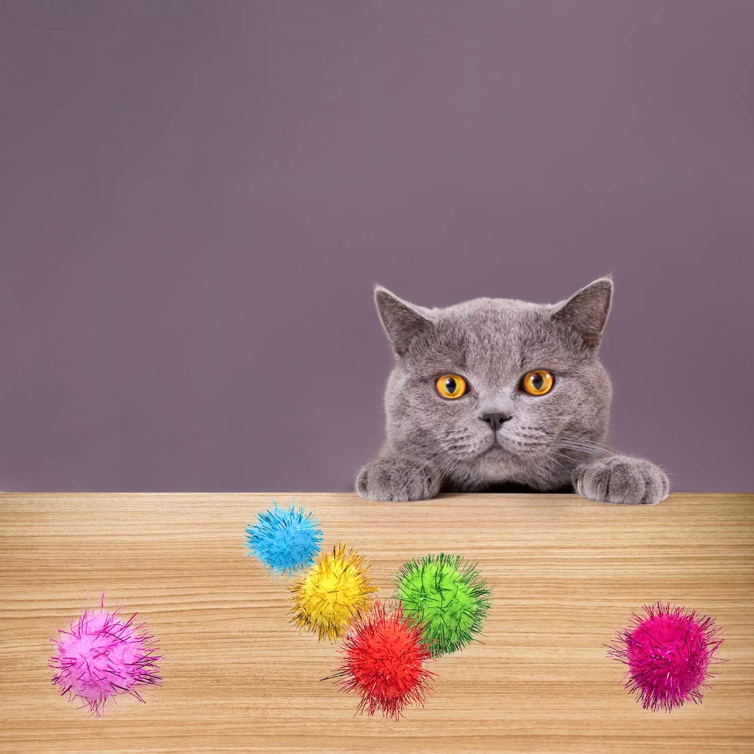 VAPKER 30 Piece 15 Inch Green Sparkle Balls Cat Toy