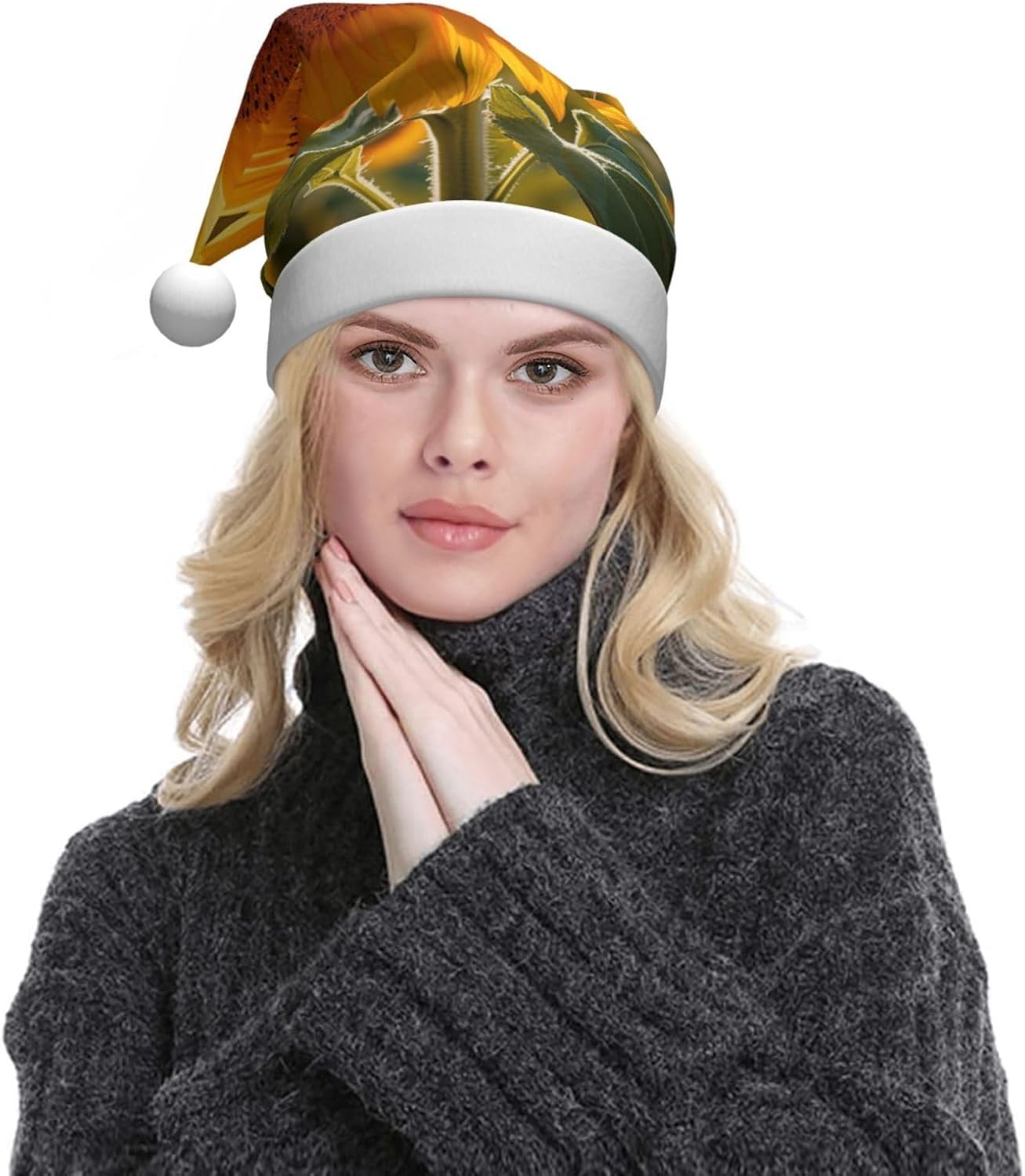 QINZHENG Personalized Santa Hat with Daisy Print