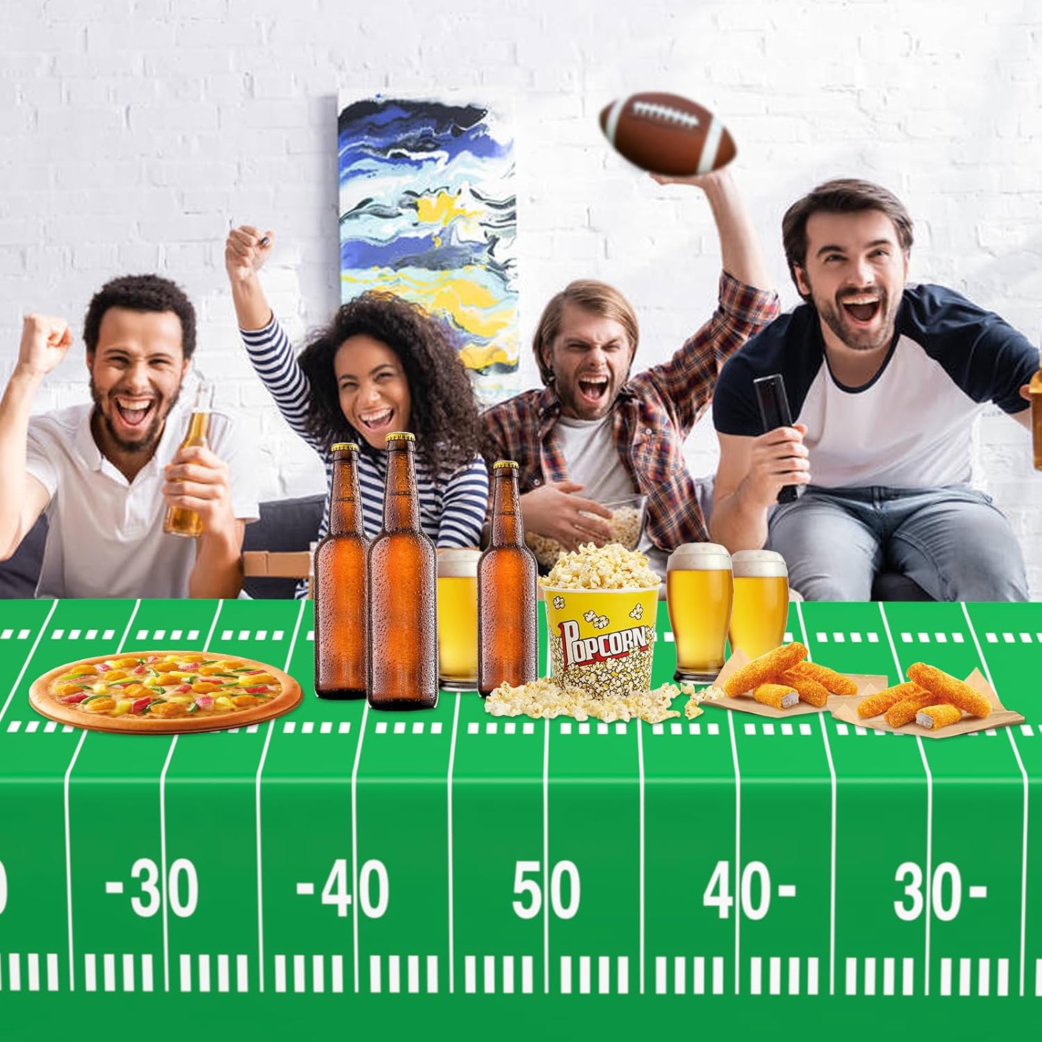 WNINK 2 Pack Football Tablecloths 54x108 Inch