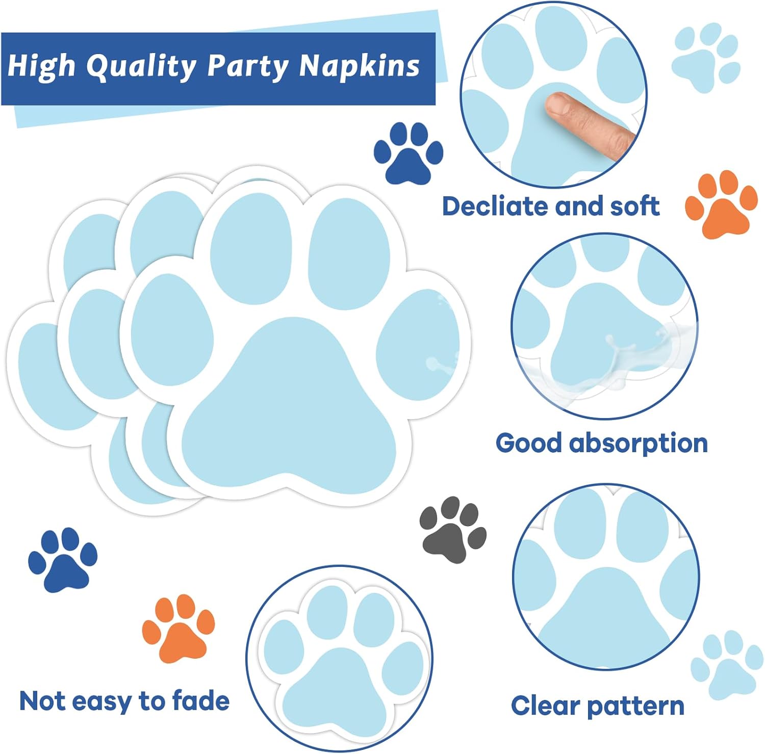 100Pcs Blue Dog Birthday Party Supplies for 25 Guests