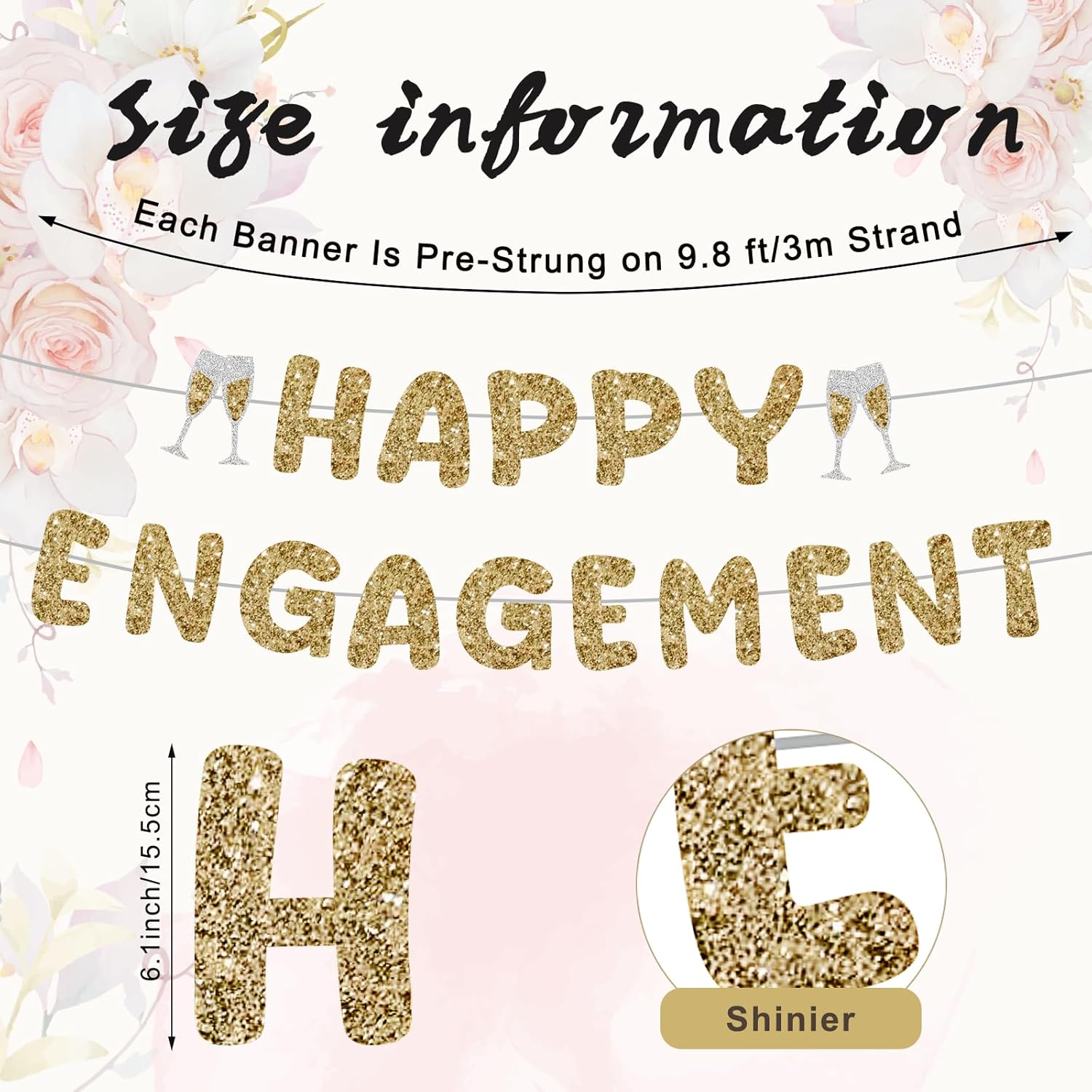 Champagne Gold Happy Engagement Banner Set