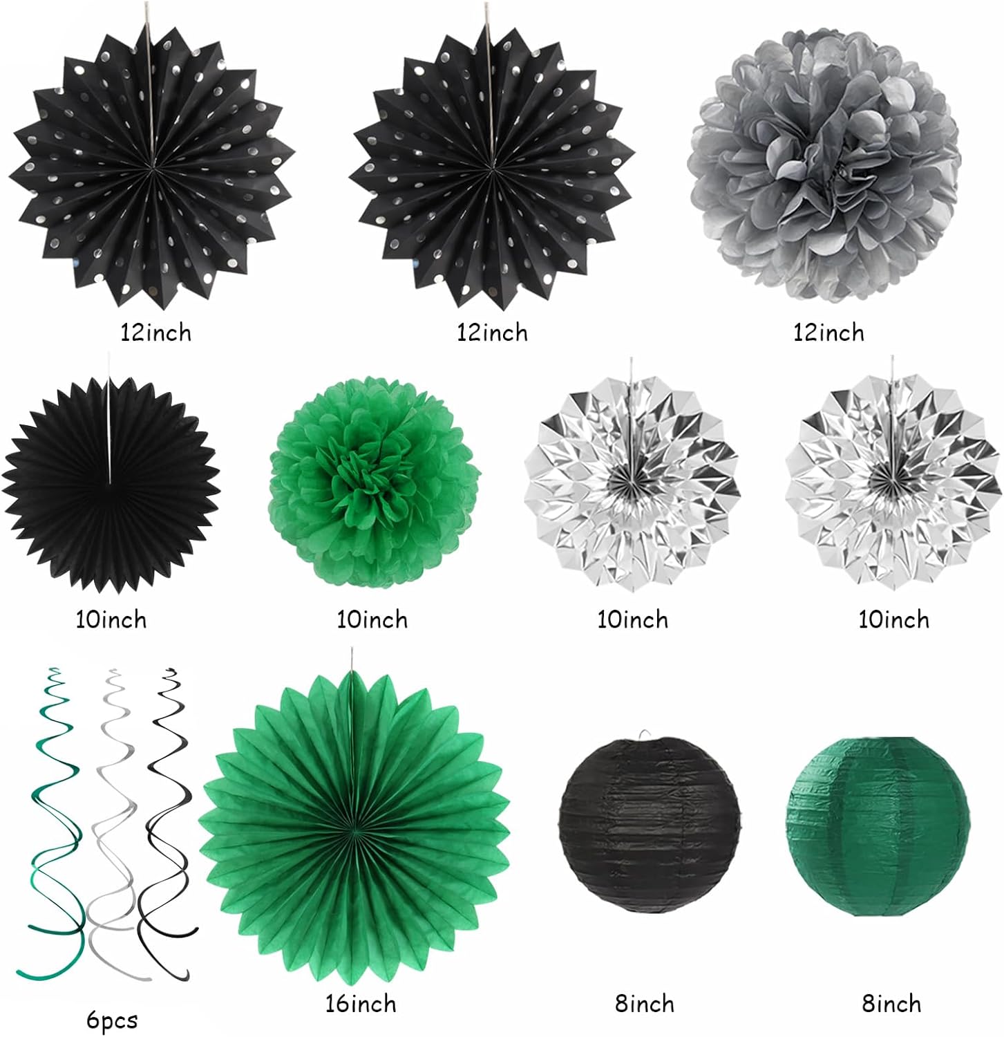 Hugtmr Black Green Silver Football Party Decorations 33pcs Set