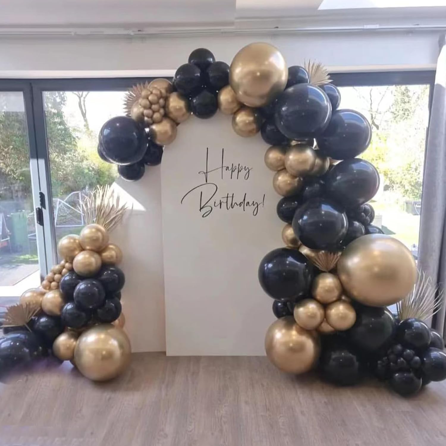 Black and Gold Balloons Garland Arch Kit 134pcs