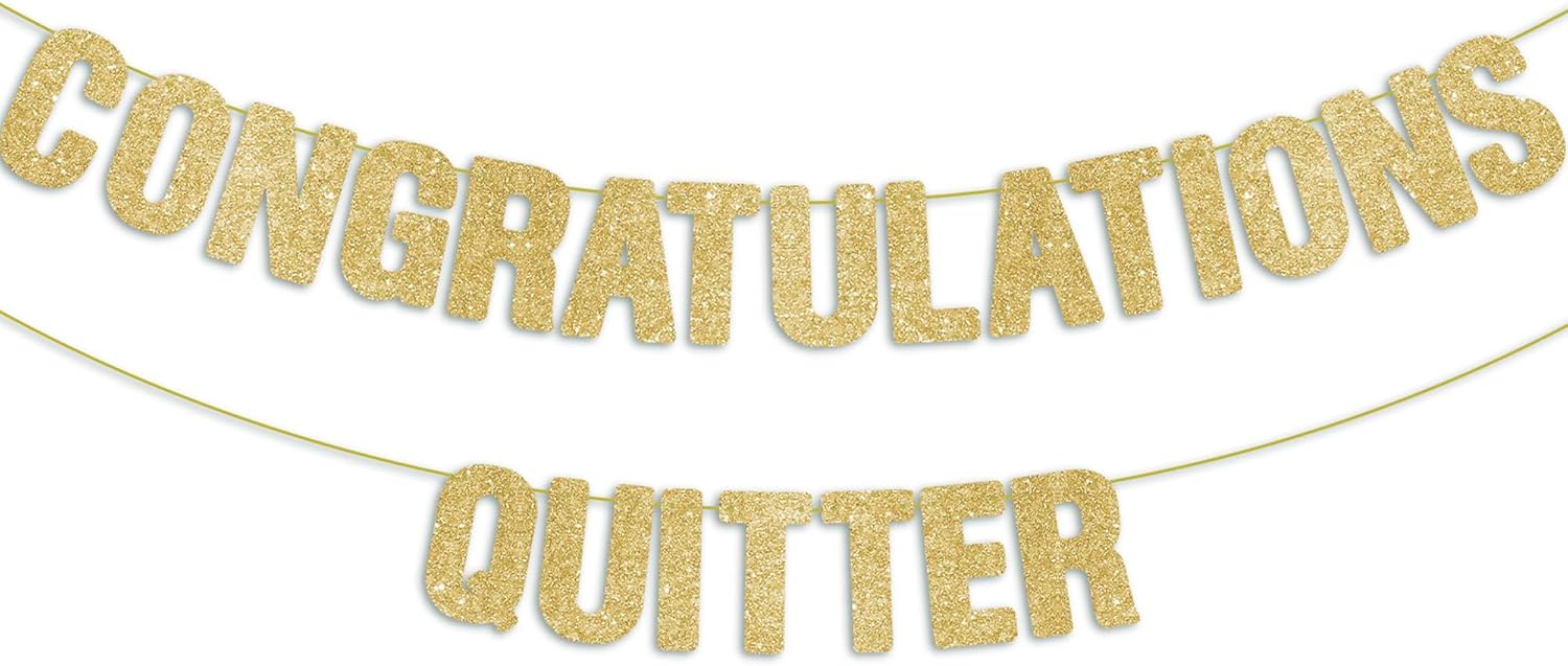 Pre Strung Congratulations Quitter Banner - Gold Glitter