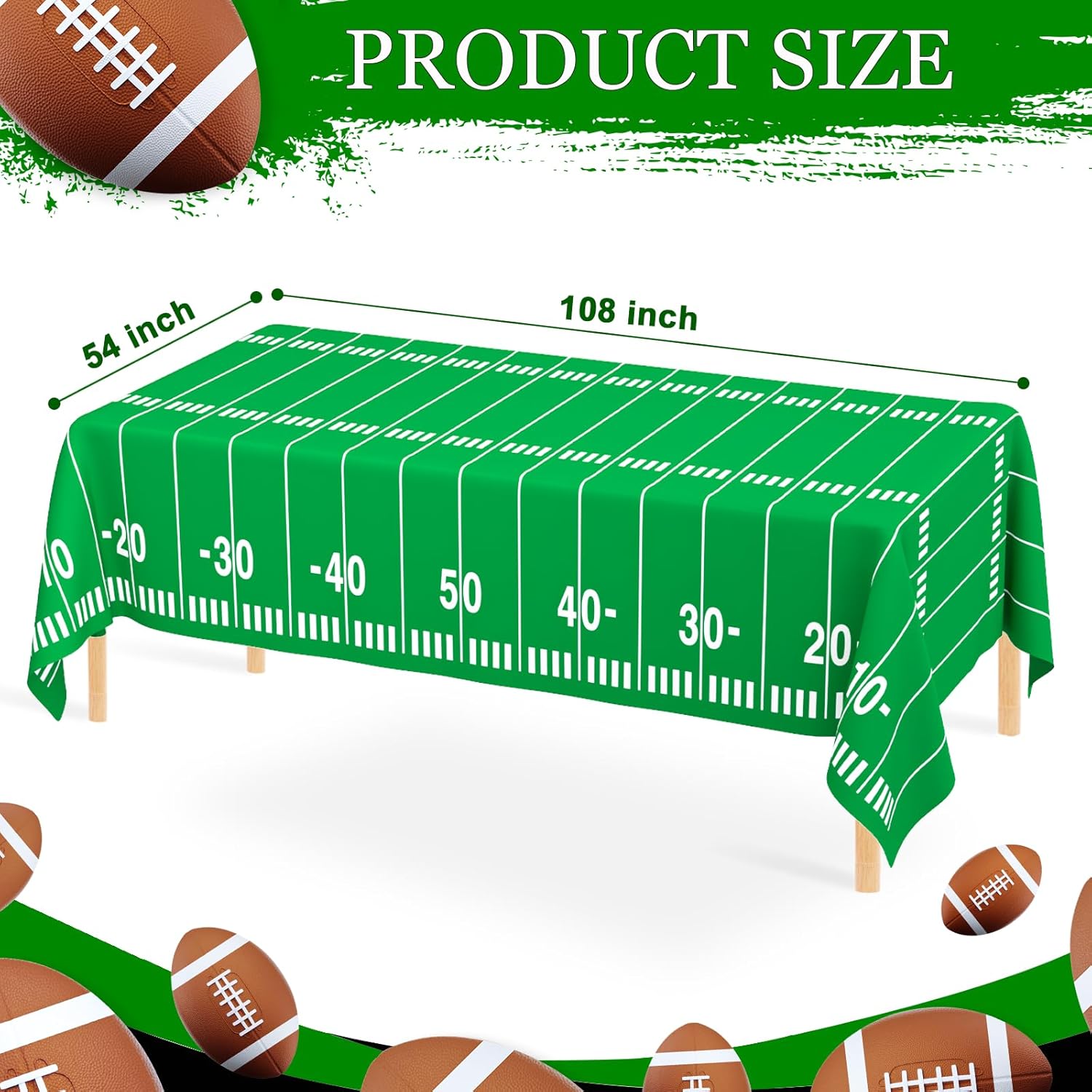 WNINK 2 Pack Football Tablecloths 54x108 Inch