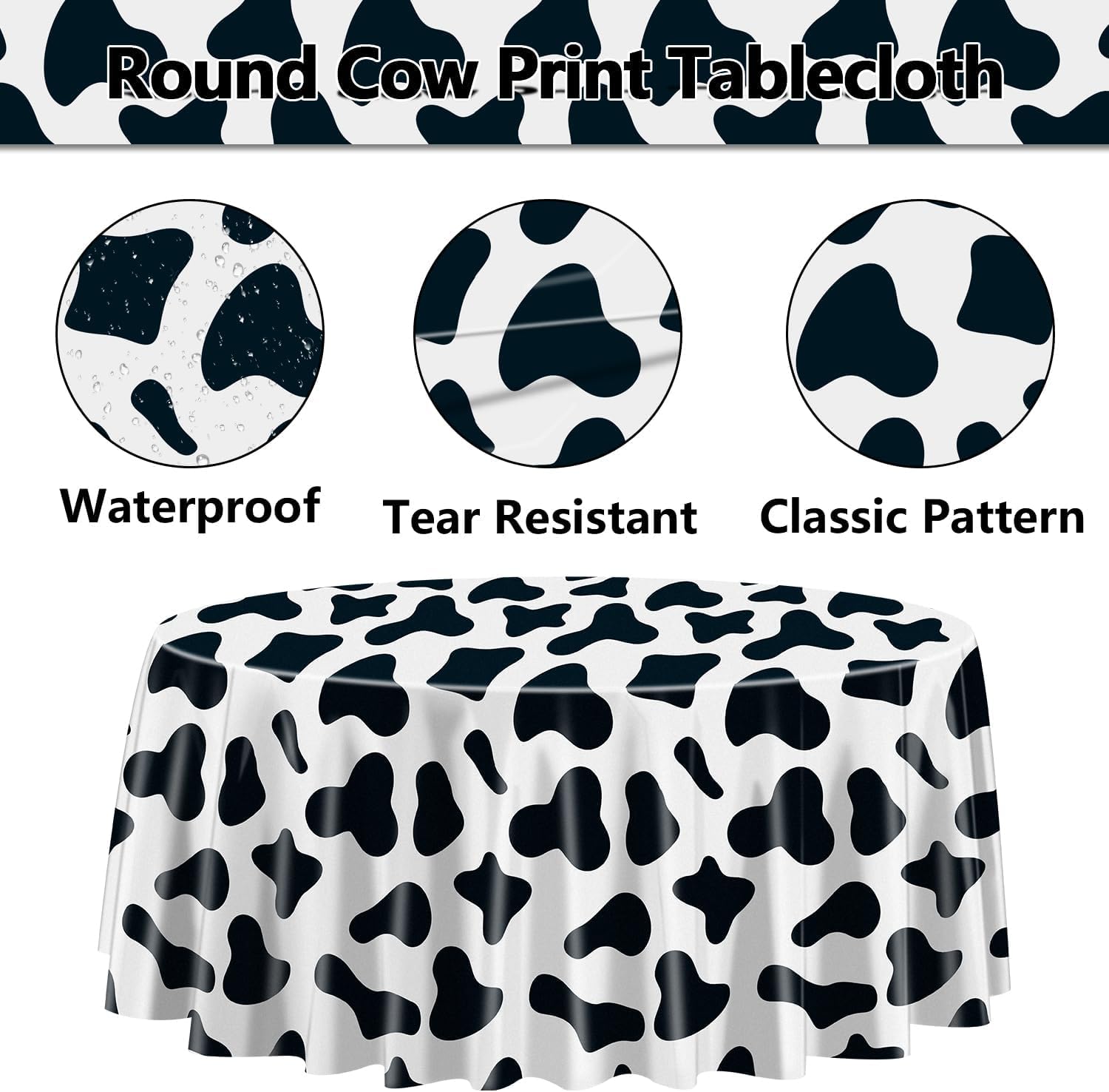 9 Pcs Cow Print Tablecovers for Farm Animal Party