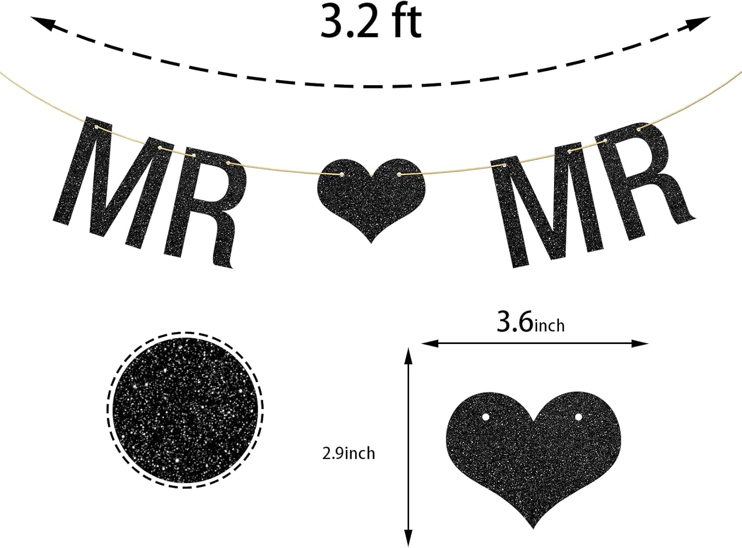 Mr Mr Banner Gay Theme Decor with Black Glitter