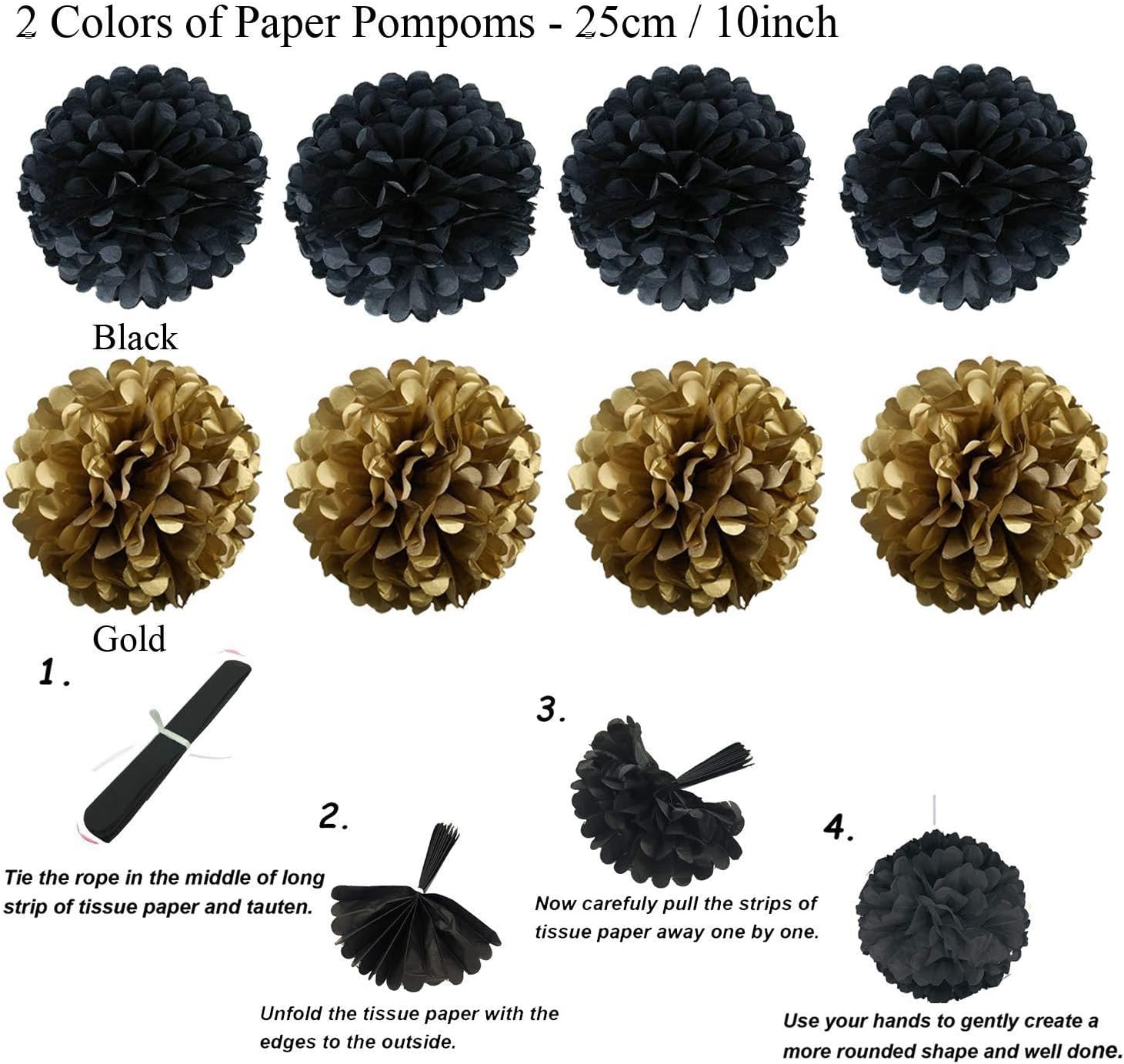 Black and Gold Party Decor Set 20 Pcs