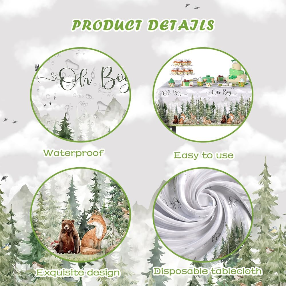 3 Pack Adventure Baby Shower Decorations Tablecloths