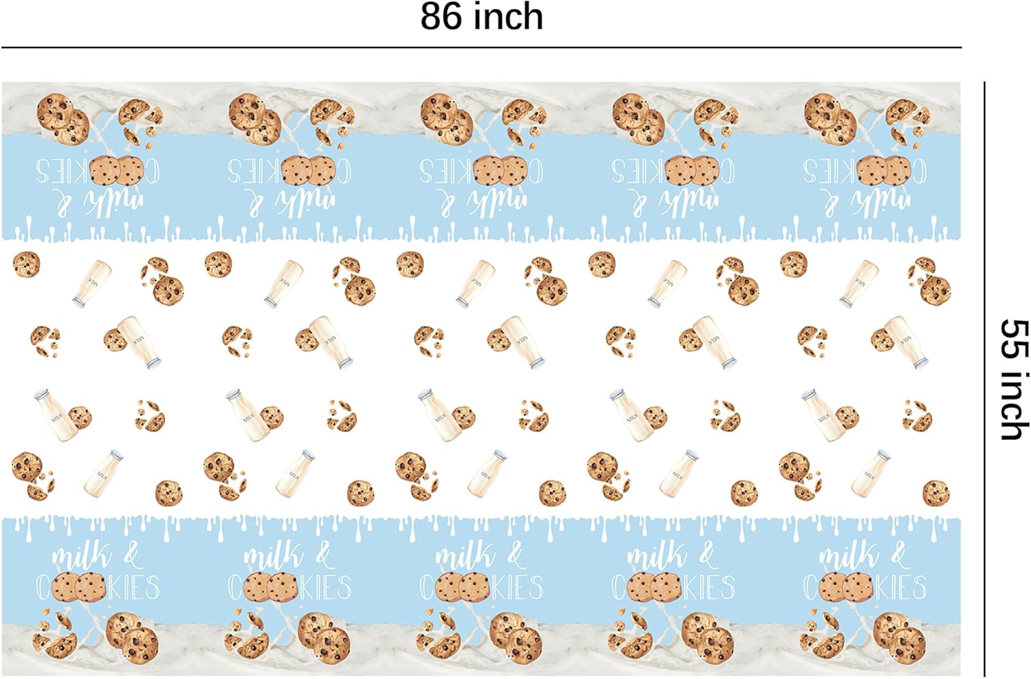 Milk and Cookies Birthday Tablecloth 3pcs 86x55in