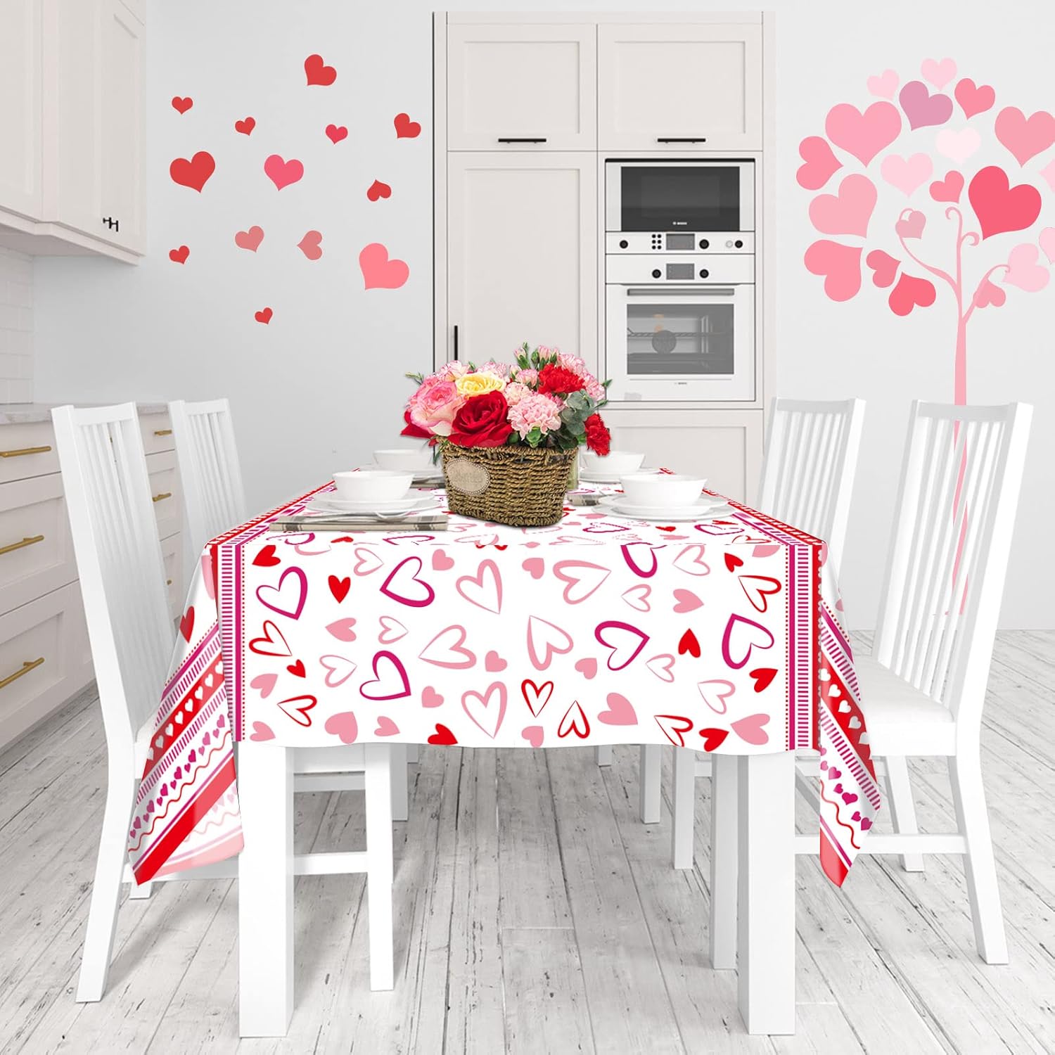 Fancy Land 3 Pack Valentine Heart Red Tablecloths 54x108 Inches