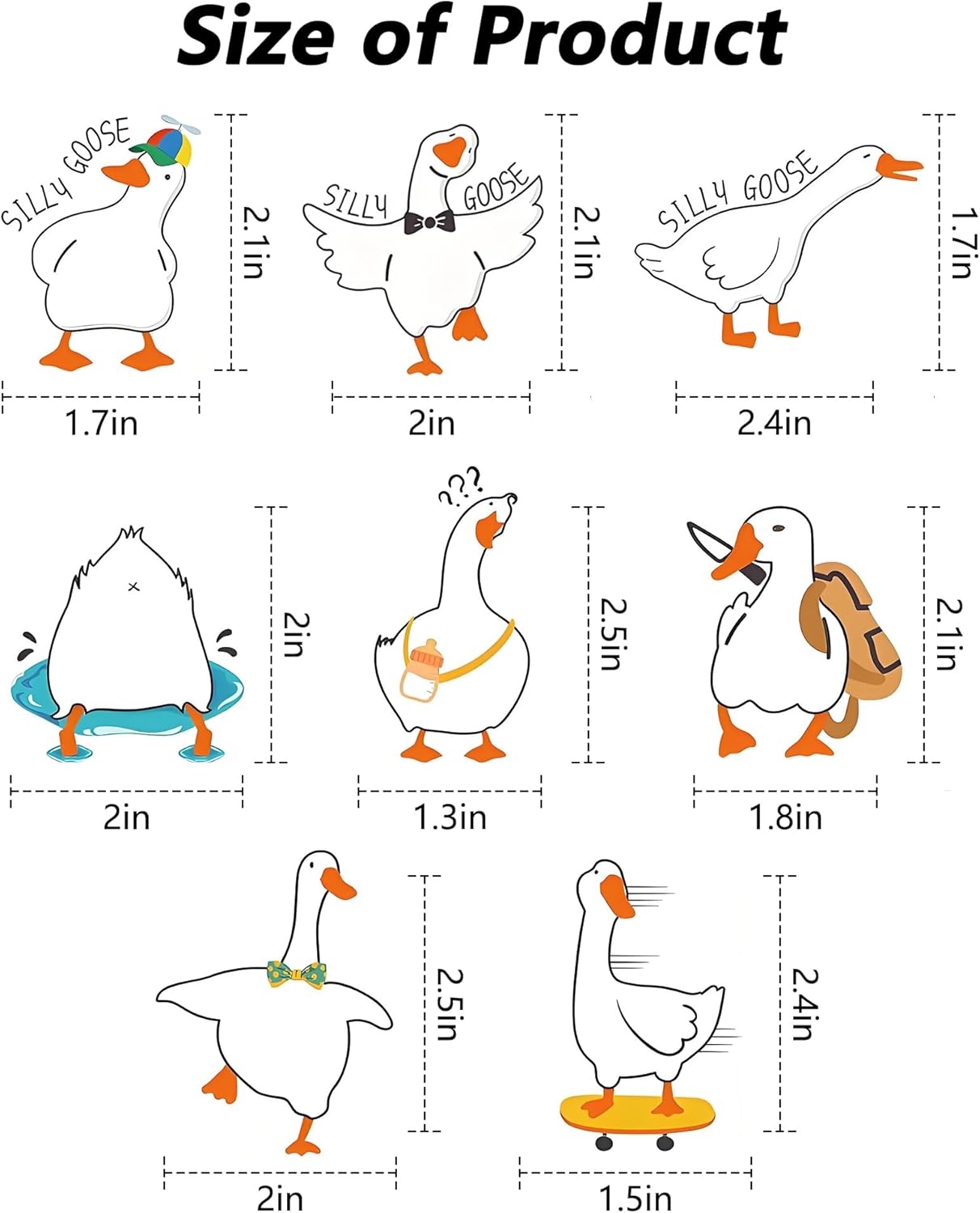 48 PCS Funny Goose Cupcake Toppers Animal Theme Party Decorations