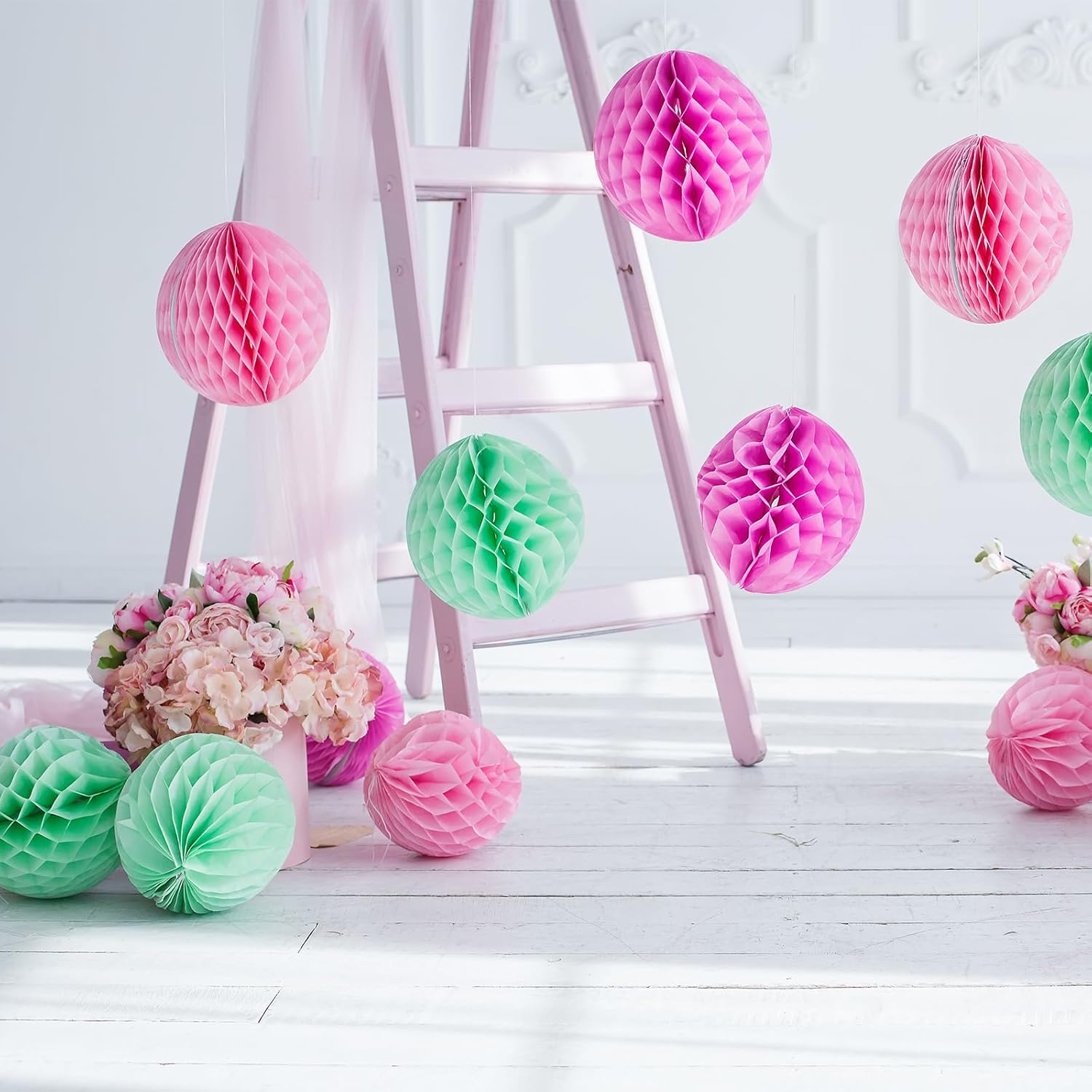 MECCANIXITY 6 Inch Black Paper Pom Pom Flower Balls