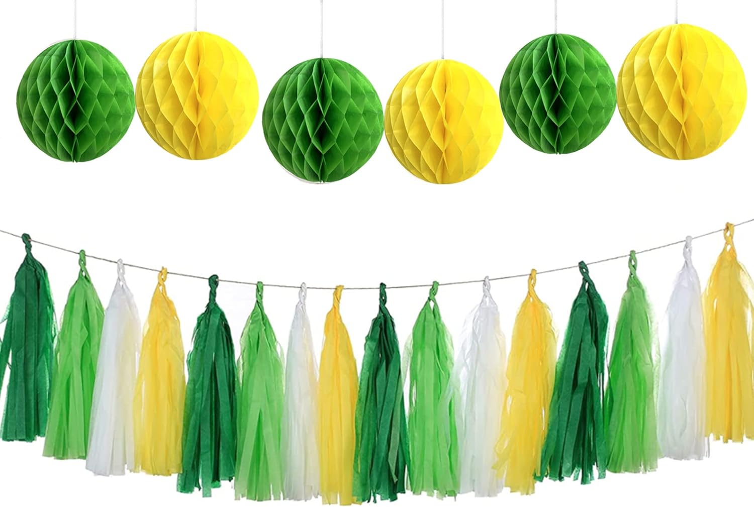 Autupy 26PCS Yellow Green White Party Decorations