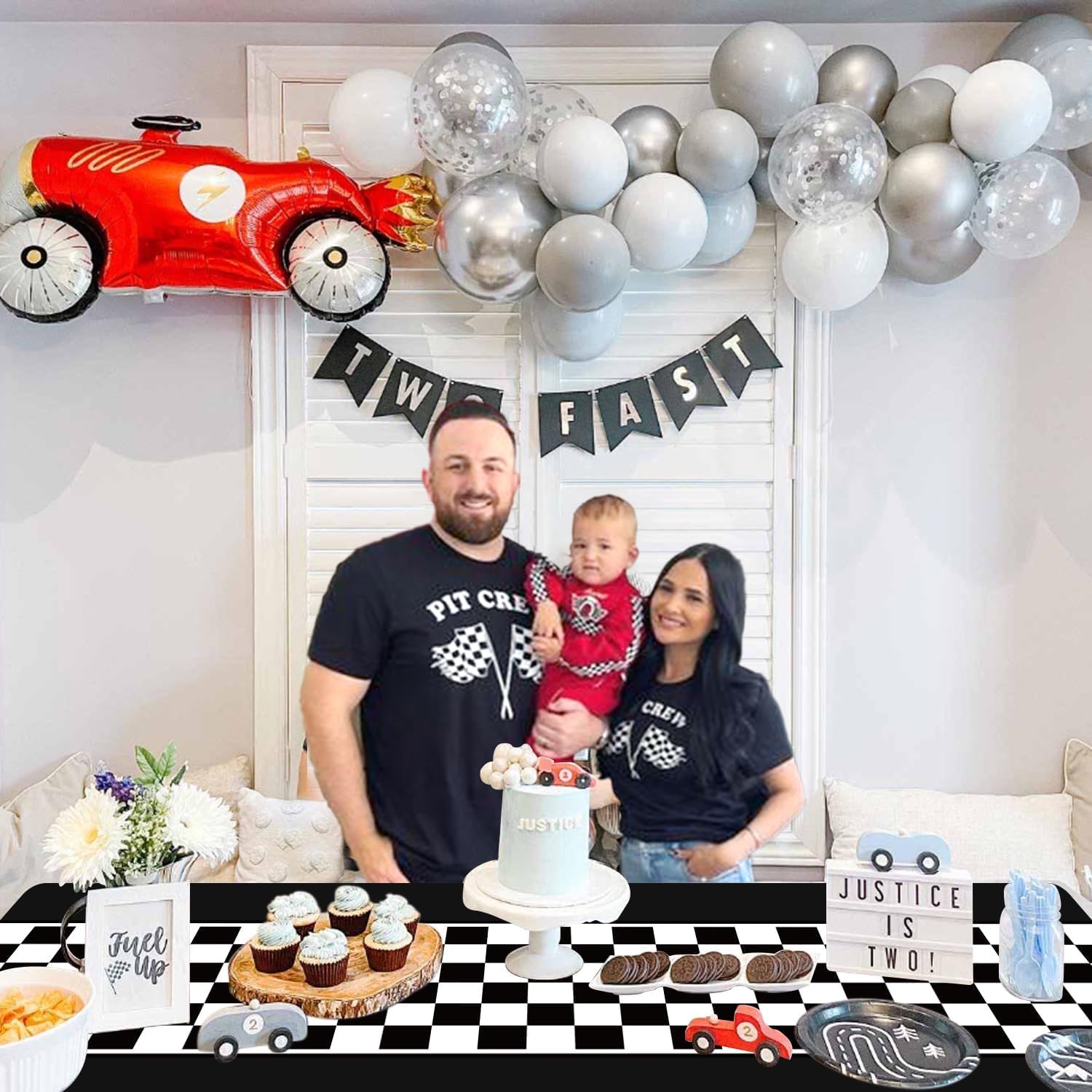 4 Pcs Racing Car Checkered Plastic Tablecloths for Birthday Parties