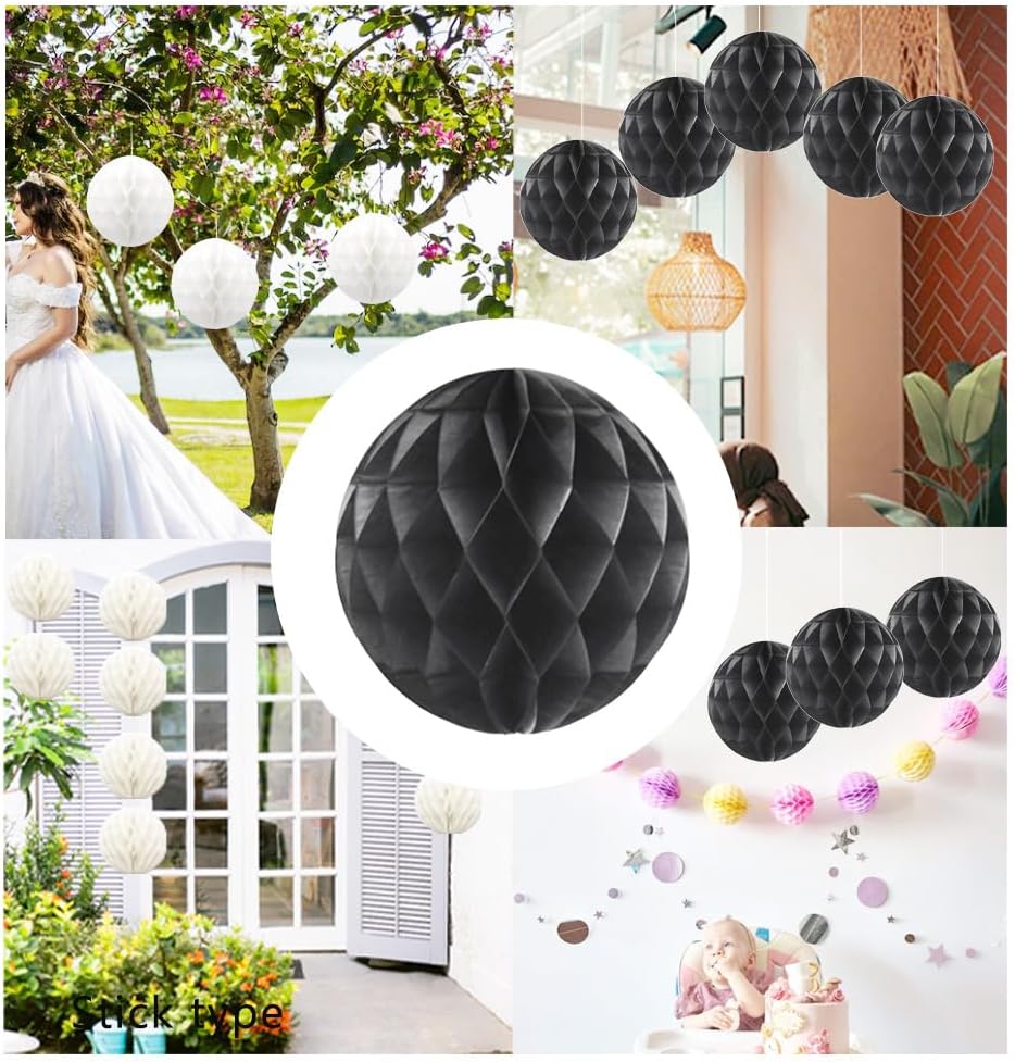 Hocansen 8 Pcs Paper Honeycomb Flower Balls for Parties