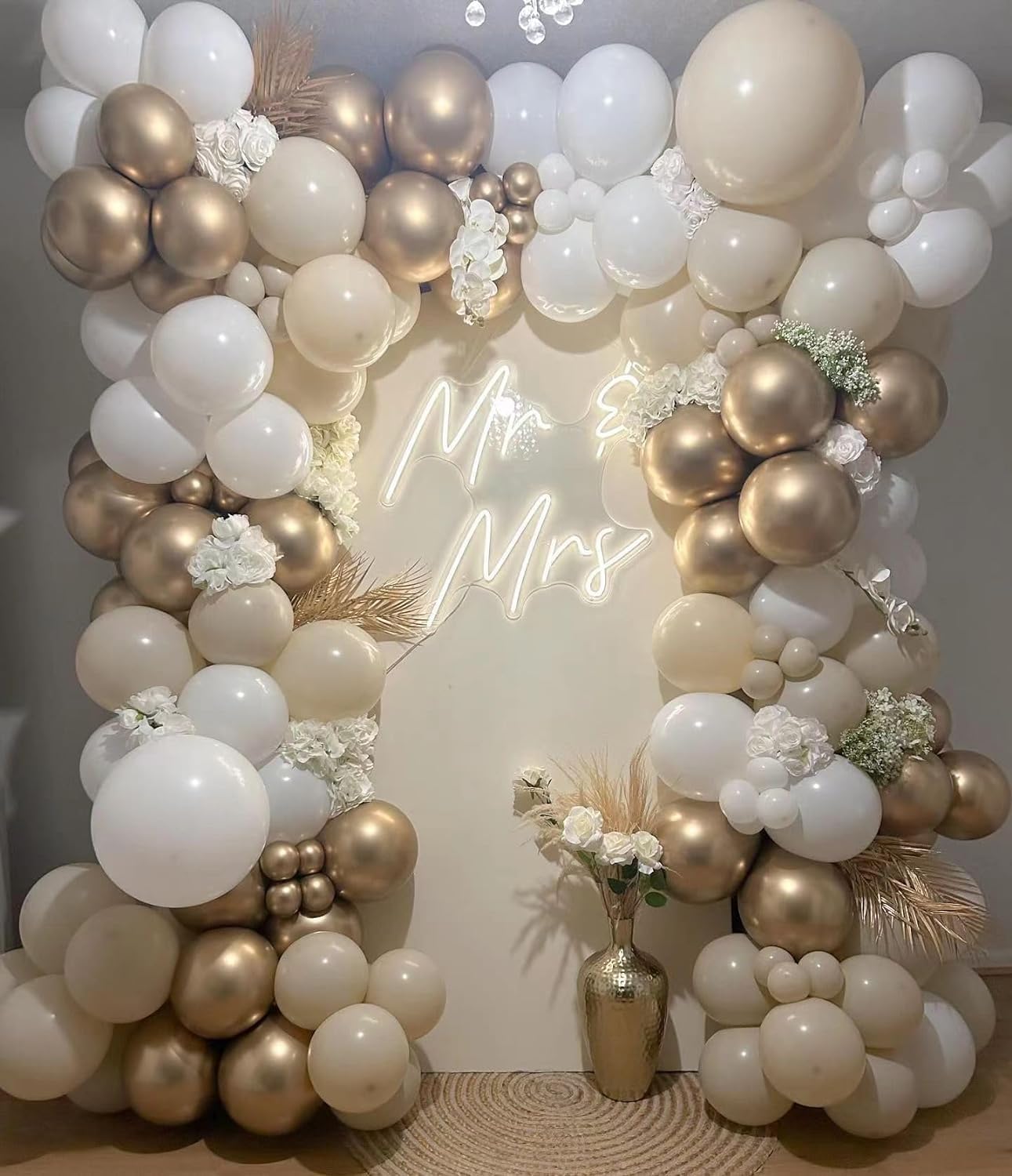 Dagelar 60PCS Gold White Balloons Set