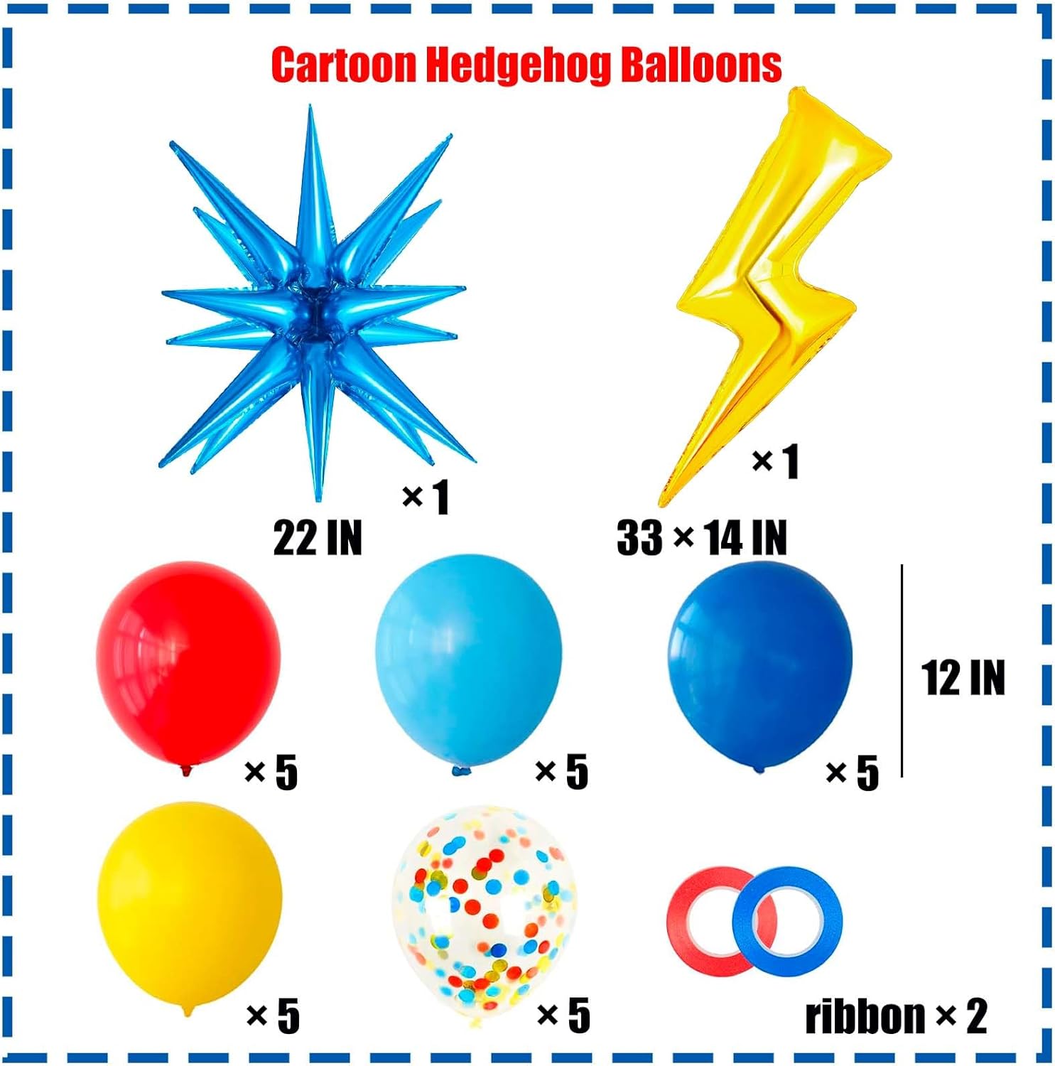 Cartoon Hedgehog Birthday Balloons with Lightning Star and Boom Star