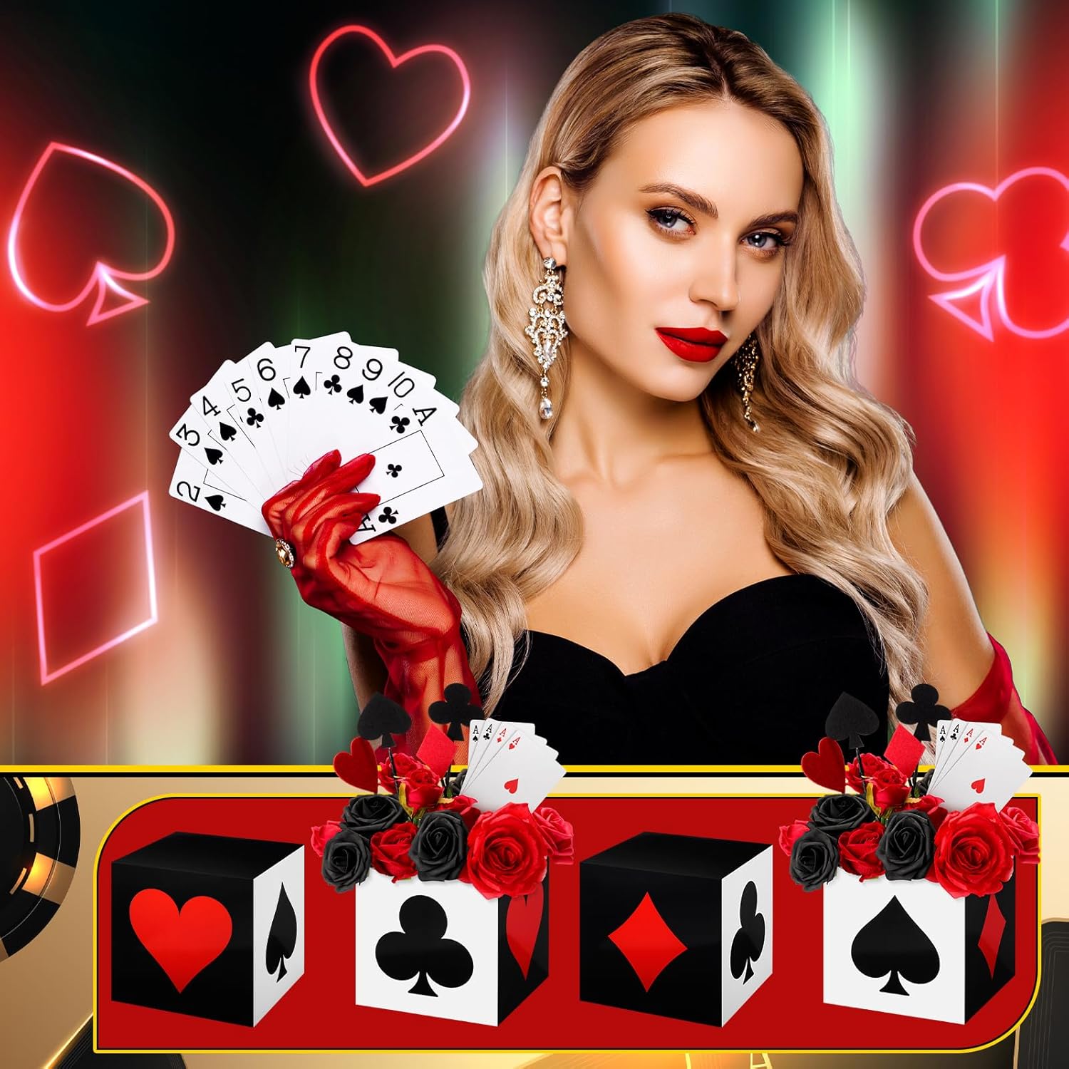Casino Poker Favor Boxes Set 16 Pcs 6x6x6 Inch