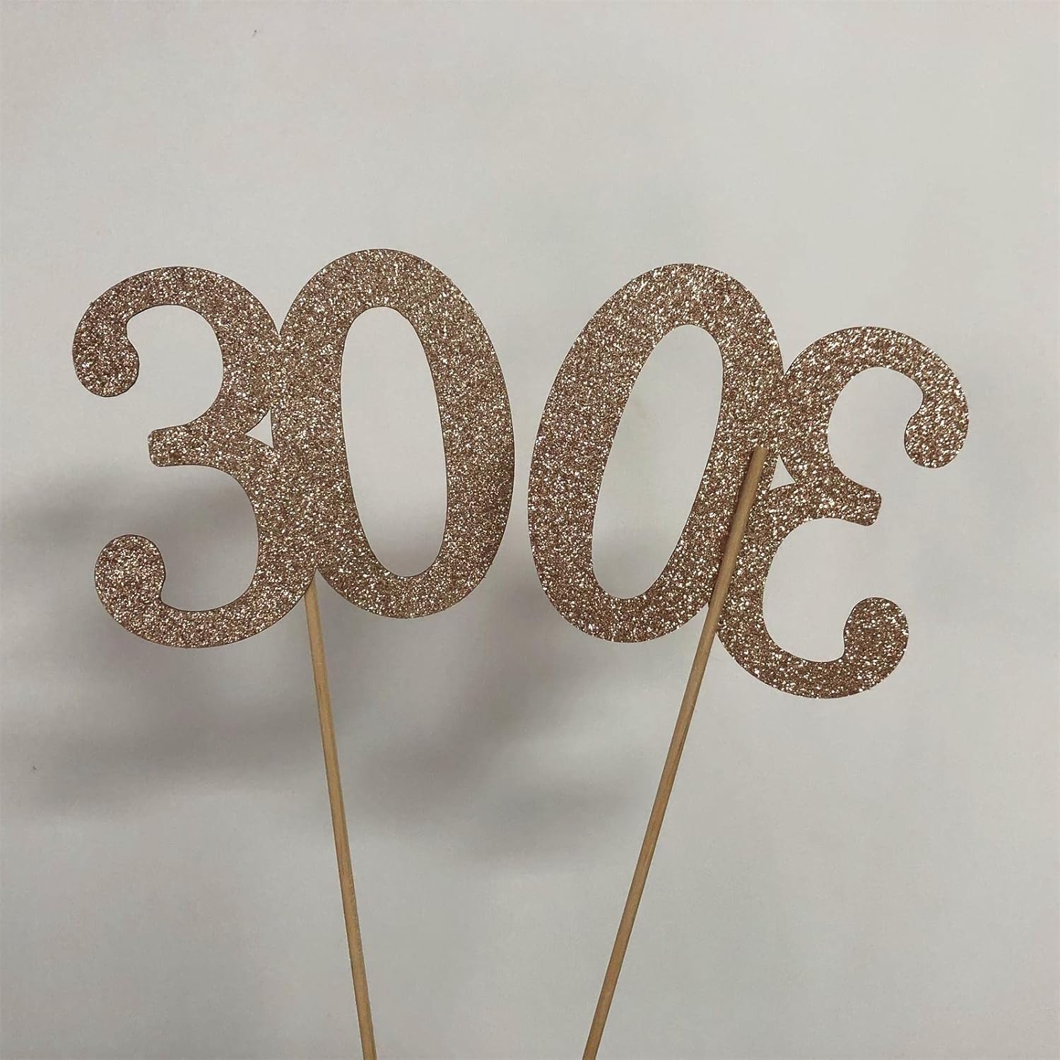 10-Pack Double Sided Glitter Rose Gold 30th Birthday Centerpiece Sticks