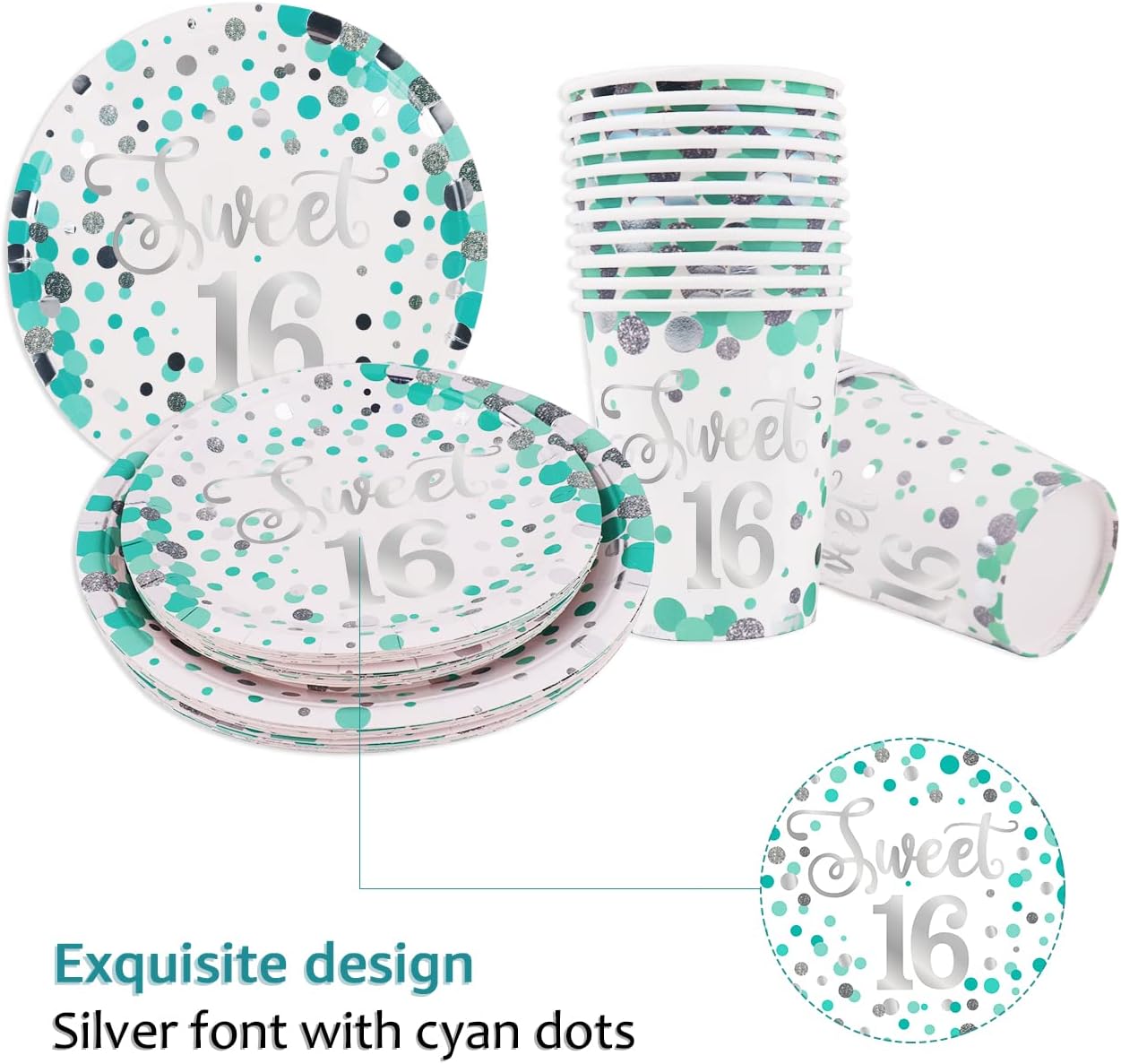 Sweet 16 Party Decorations Set Teal Blue
