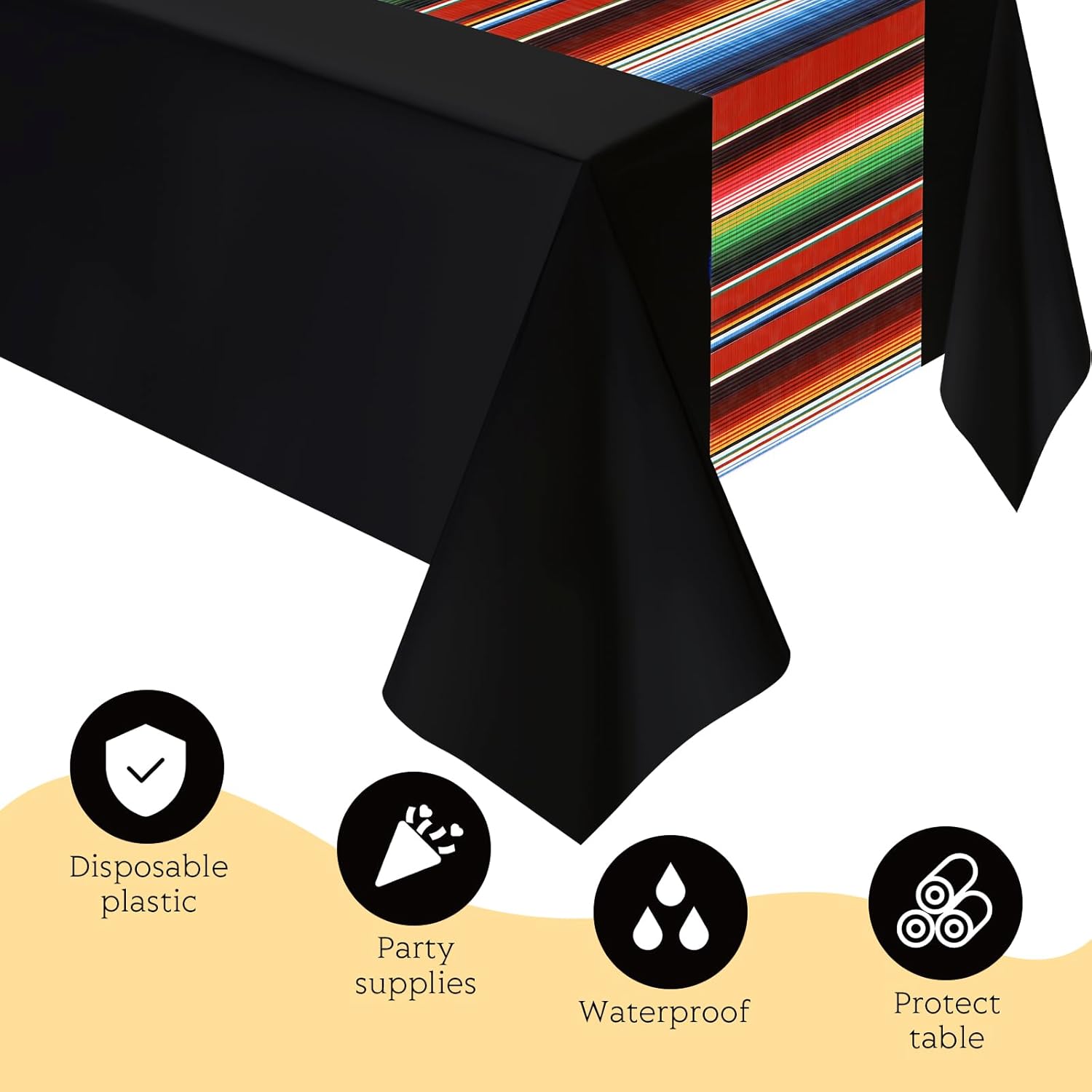 Hosuly Mexican Fiesta Tablecloth 54 x 108 In 10 Pcs