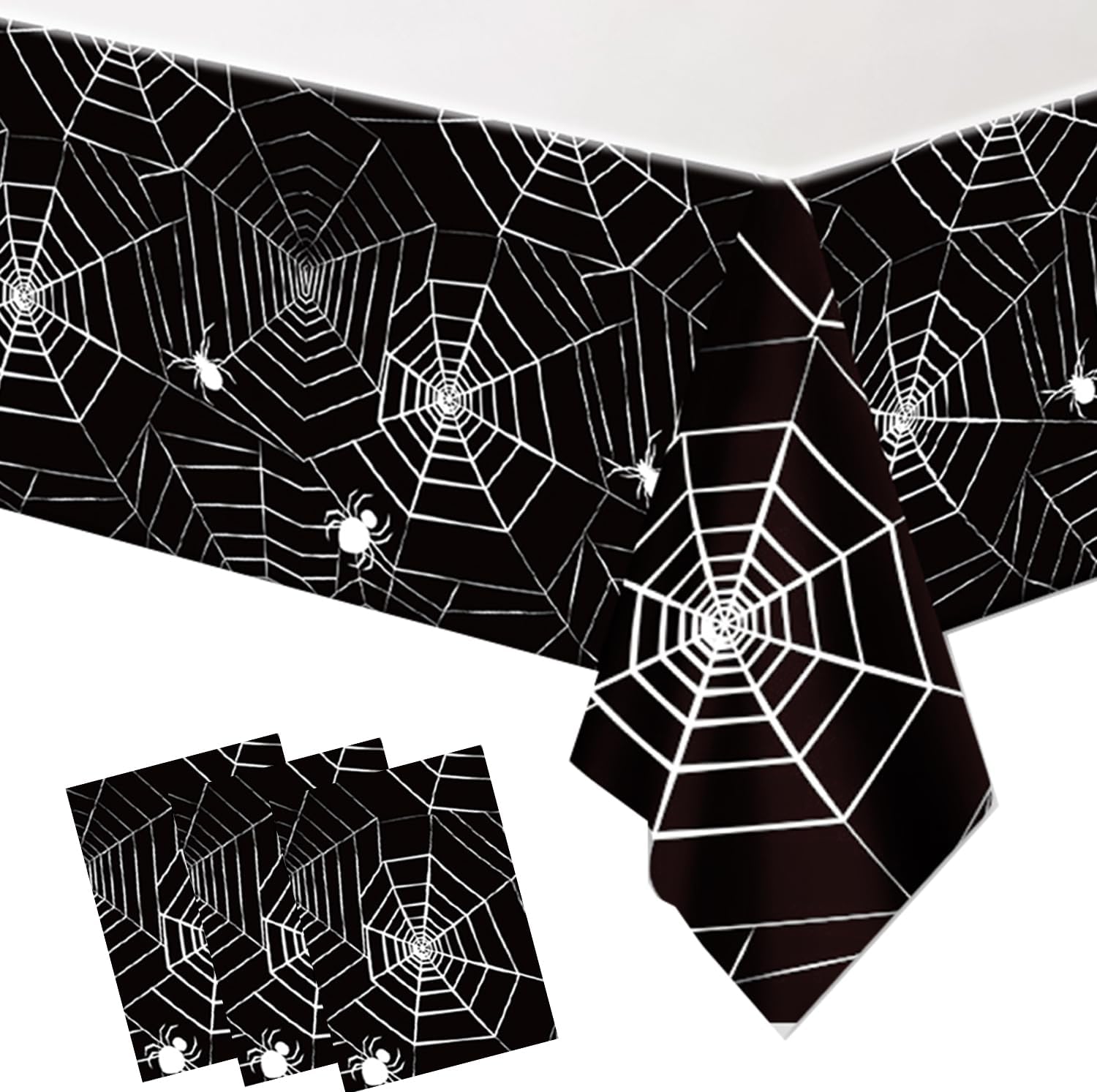 Frerand Halloween Tablecloth 87x51 2 Pack Spider Web Tablecover for Parties