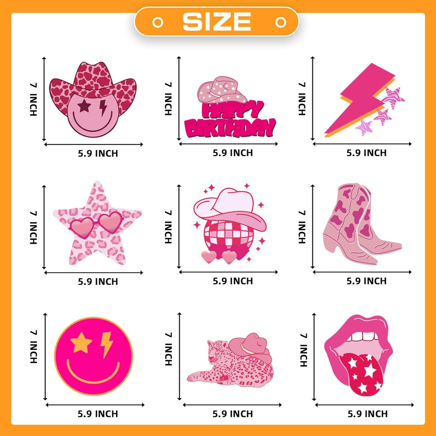 9Pcs Preppy Party Centerpieces Hot Pink Honeycomb Decorations