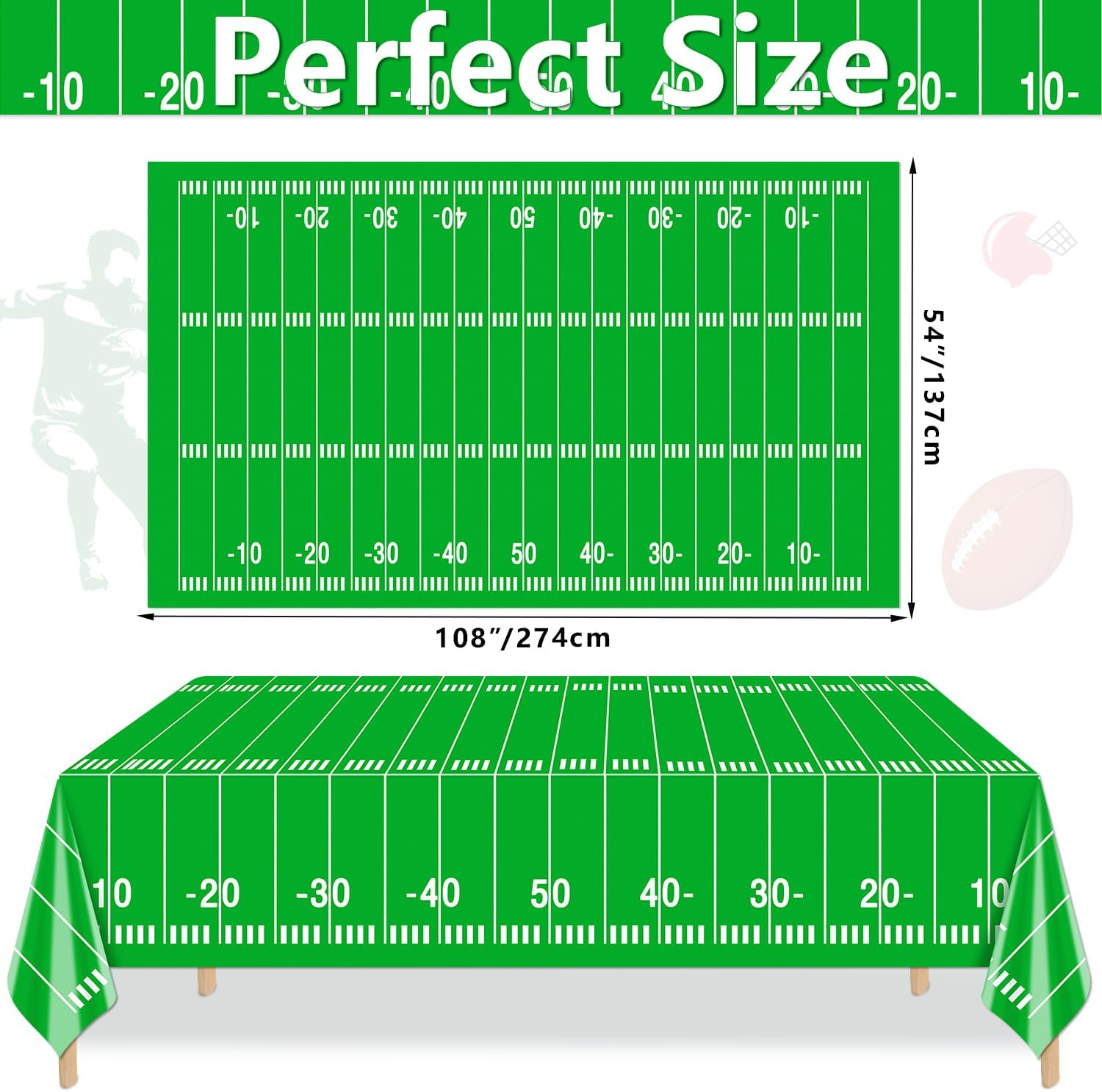 4 Pack Football Tablecloths for Game Day Party Decor