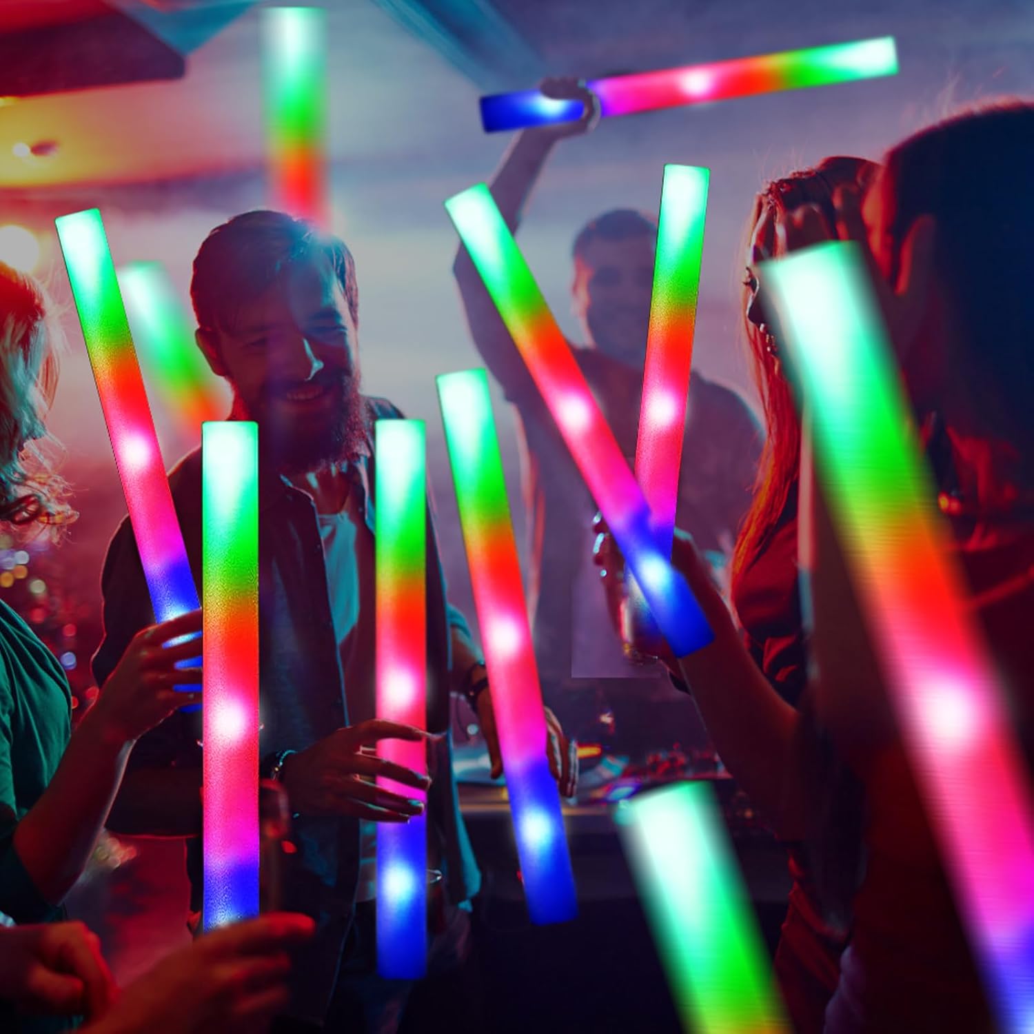 48 Pcs LED Foam Glow Sticks with 3 Modes