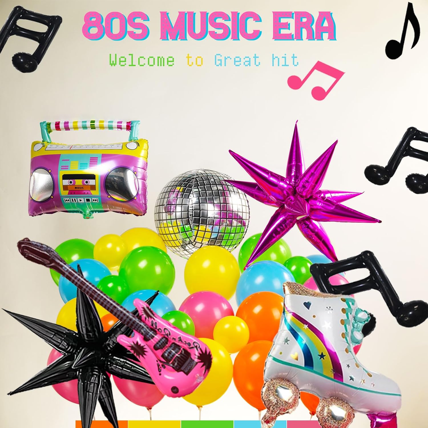 80s Music Themed Balloon Garland Kit 160pcs