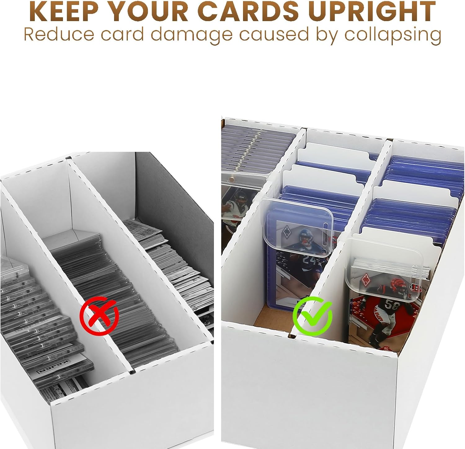 Trading Card Storage Box 2100 Count 3 Row With Sleeves and Dividers