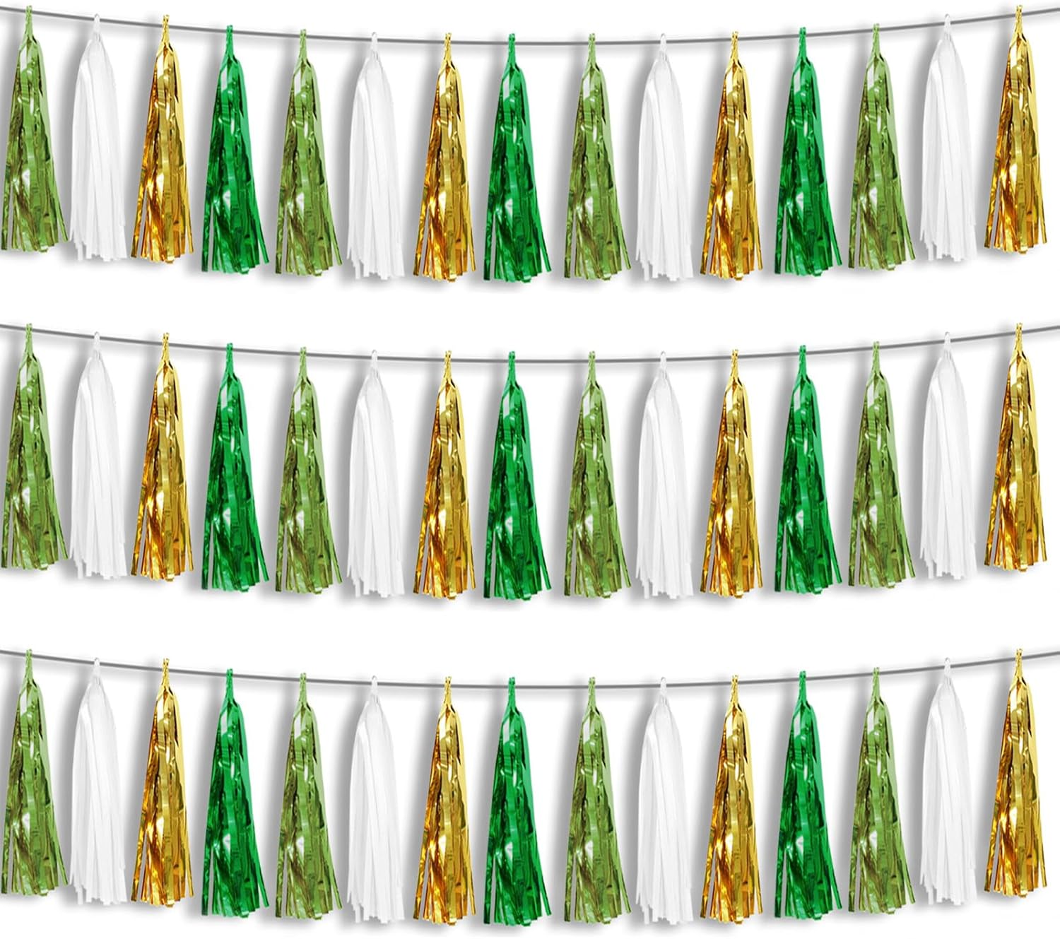 Sage Green Beige Mint Gold Foil Tassel Garland Banner for Parties