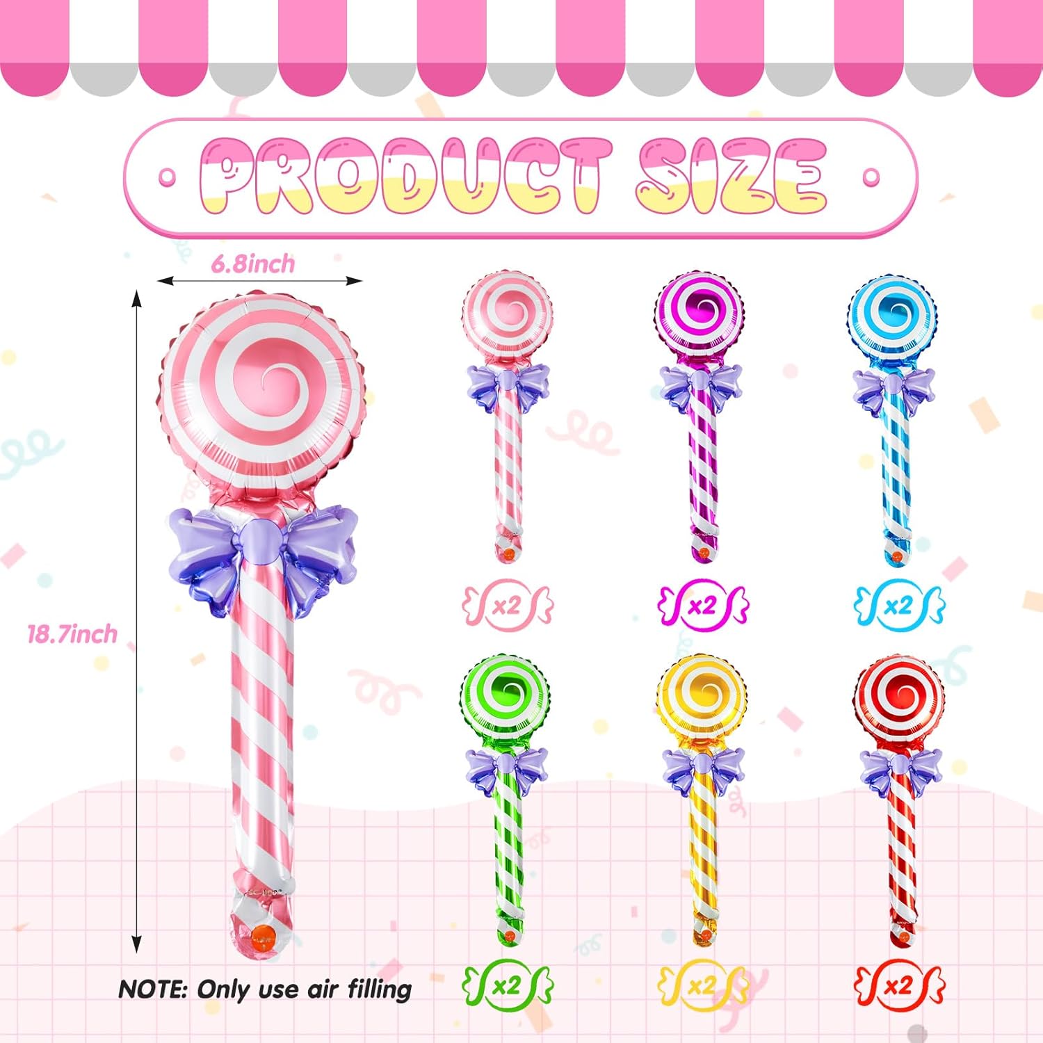 Gejoy 12 Pcs Foil Candy Balloons Party Decorations
