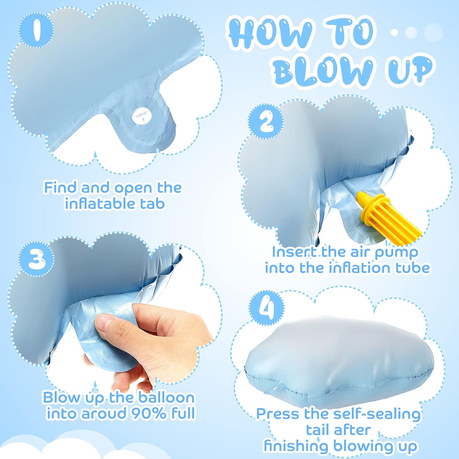 6 pcs White Cloud Foil Balloons for Birthday Decor
