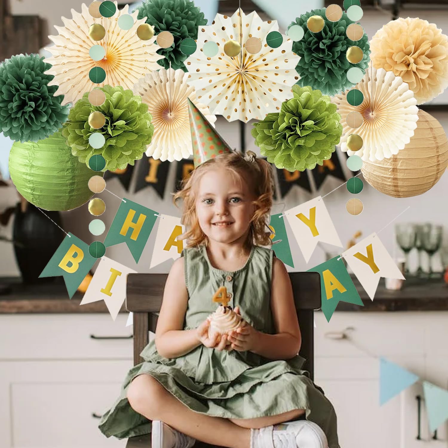 Olive Green Birthday Decorations Set