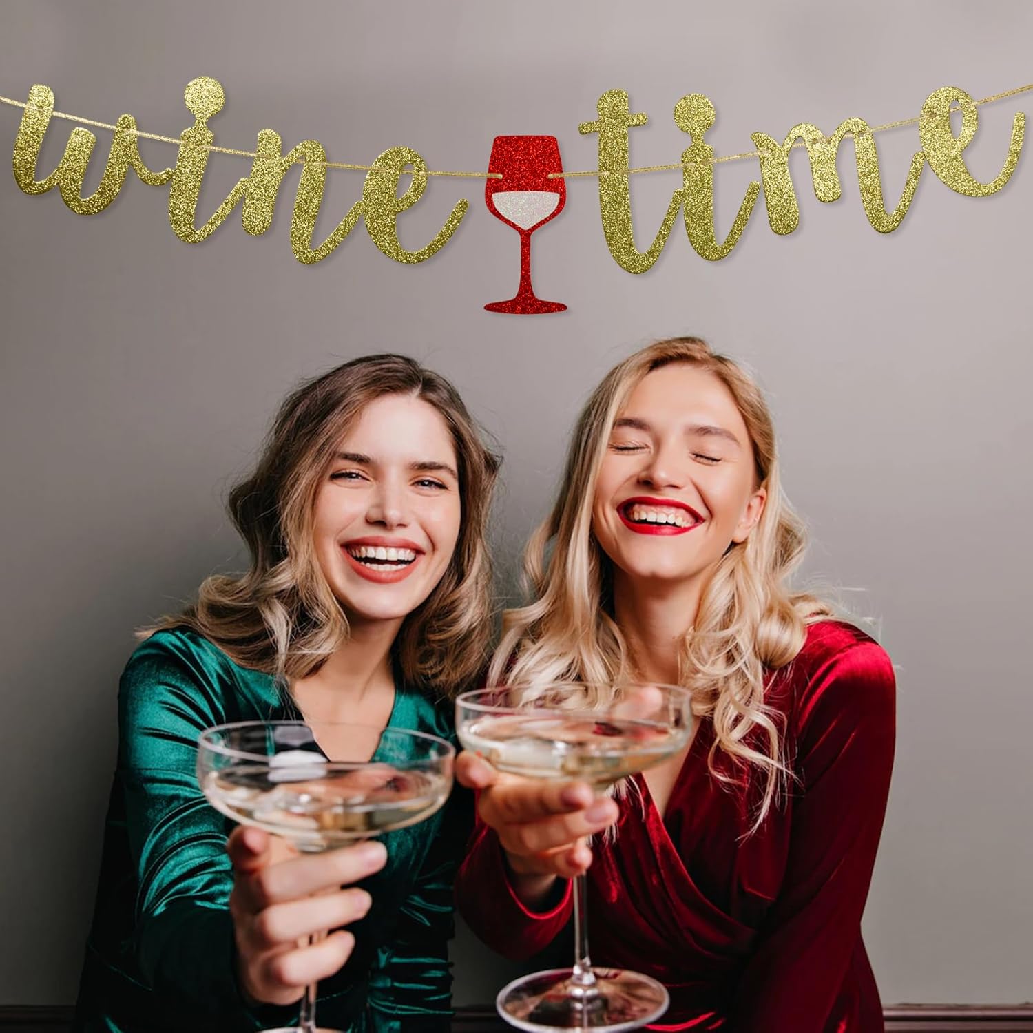 Glitter Wine Time Banner for Wine Whisky Parties