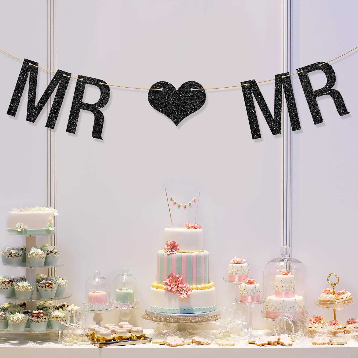 Mr Mr Banner Gay Theme Decor with Black Glitter