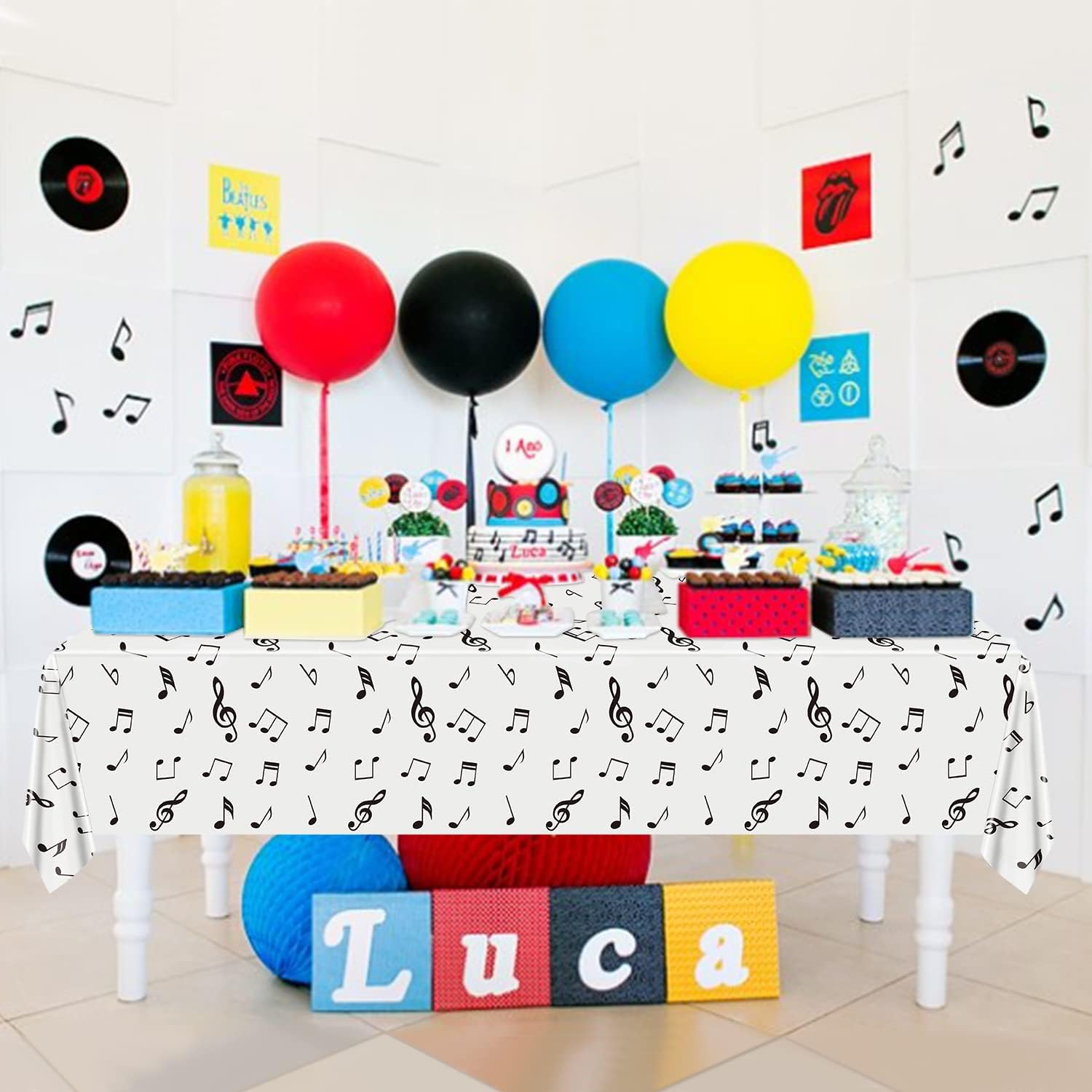 8 Pack Musical Notes Tablecloths 51x86 Inch Reusable Party Decorations