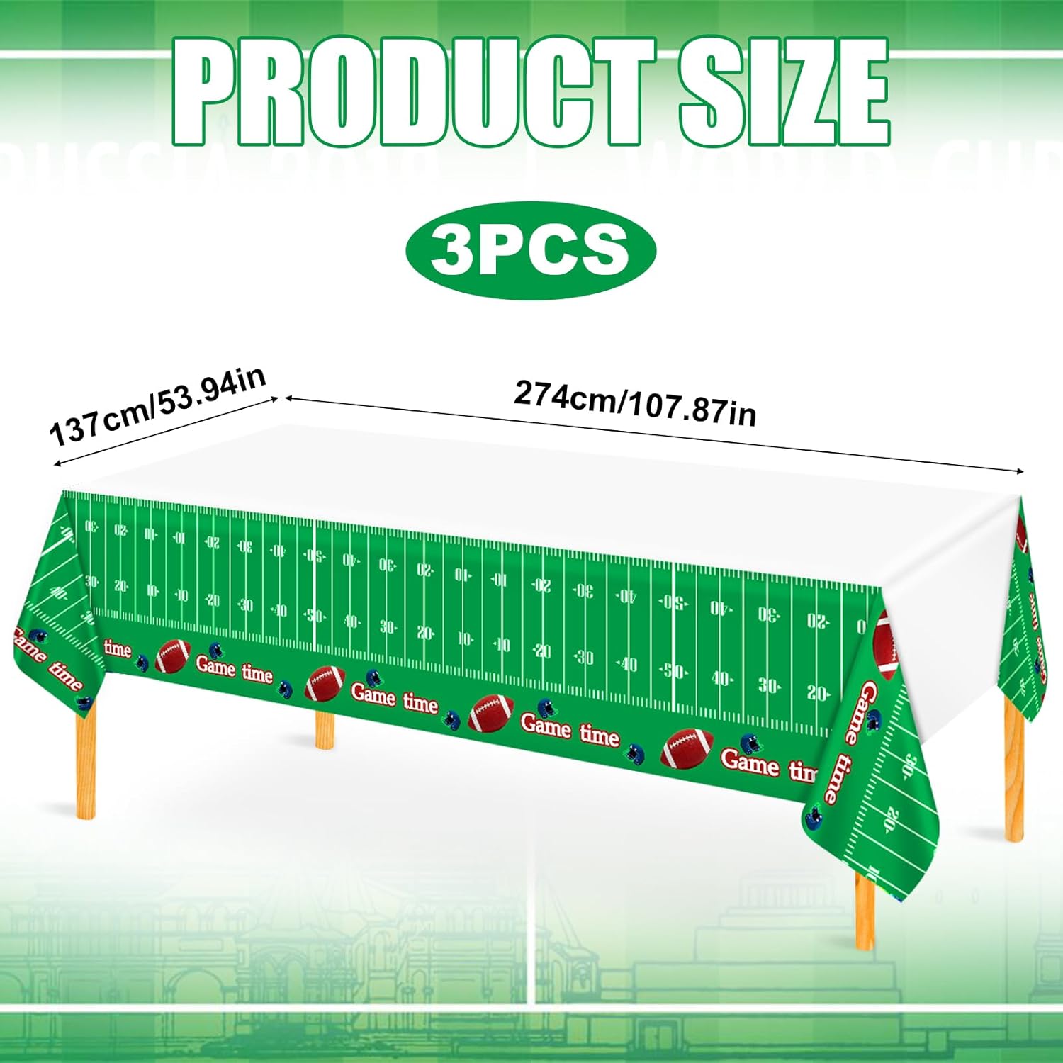 BOXOB Football Table Cloth 3pcs 54x108 Inch
