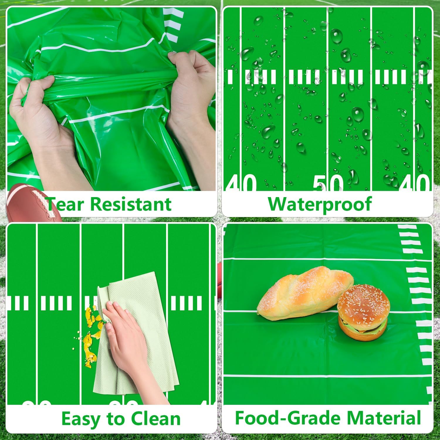 4 Pack Football Tablecloths for Game Day Party Decor