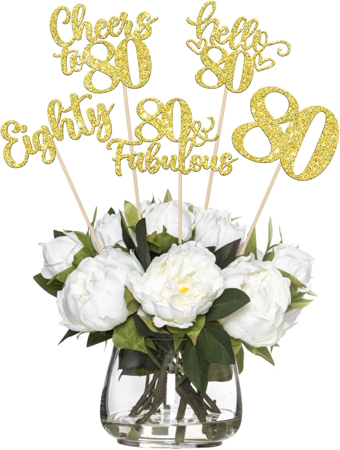 15PCS Gold Glitter Birthday Centerpiece Sticks