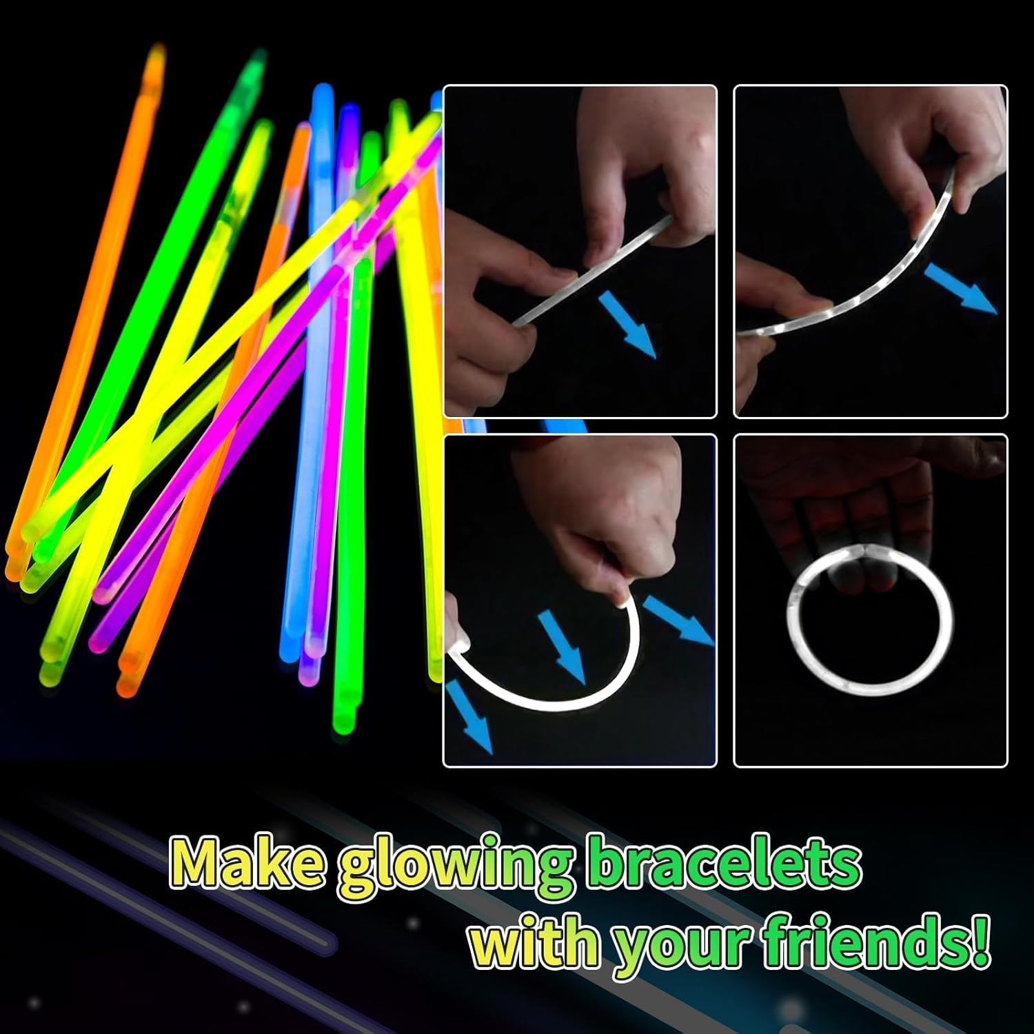 60 Pack 8 White Glow Sticks with 60 Connectors
