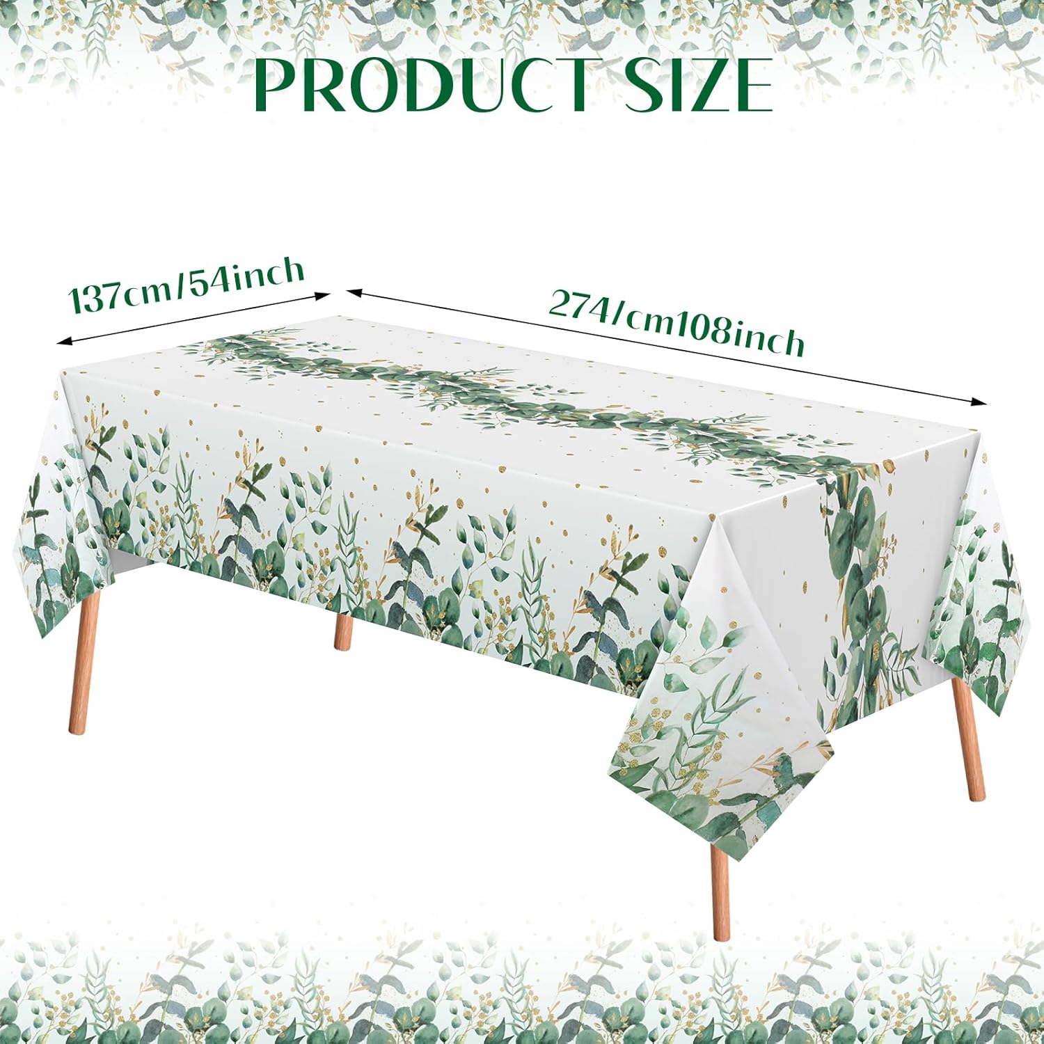 Irenare 3 Pcs Sage Green Plastic Tablecloth for Baby Shower