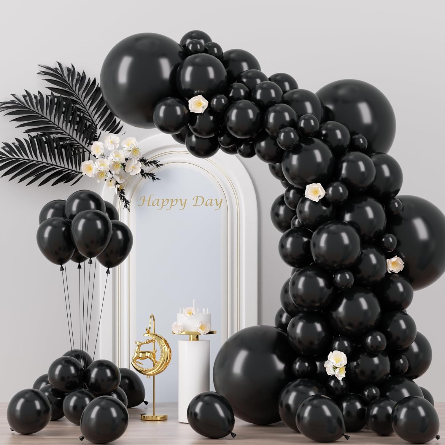 130pcs Black Balloons Set for Party Decorations
