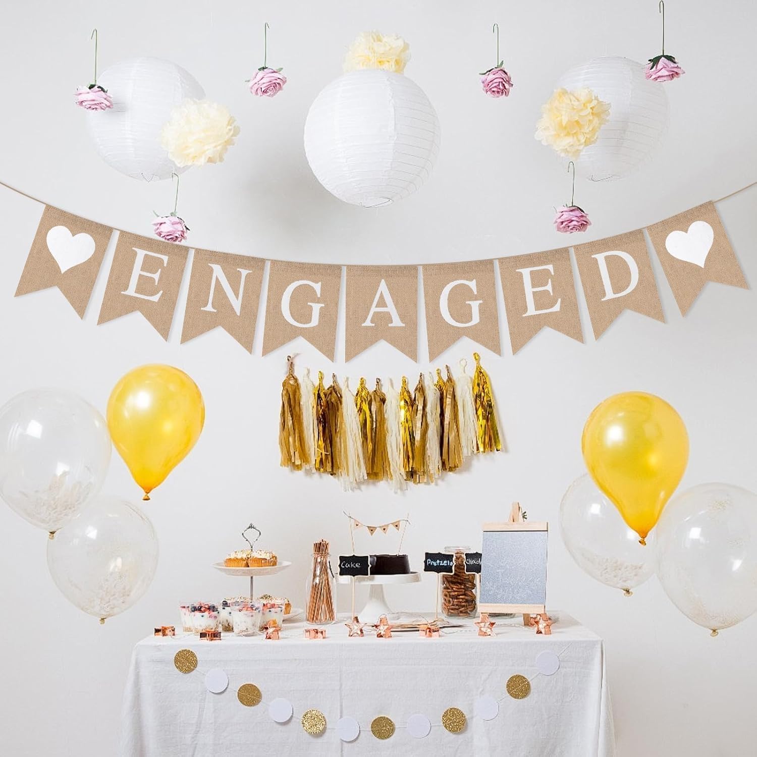 Motroce Engaged Burlap Banner 5x7 Inches Pre-Strung Decor