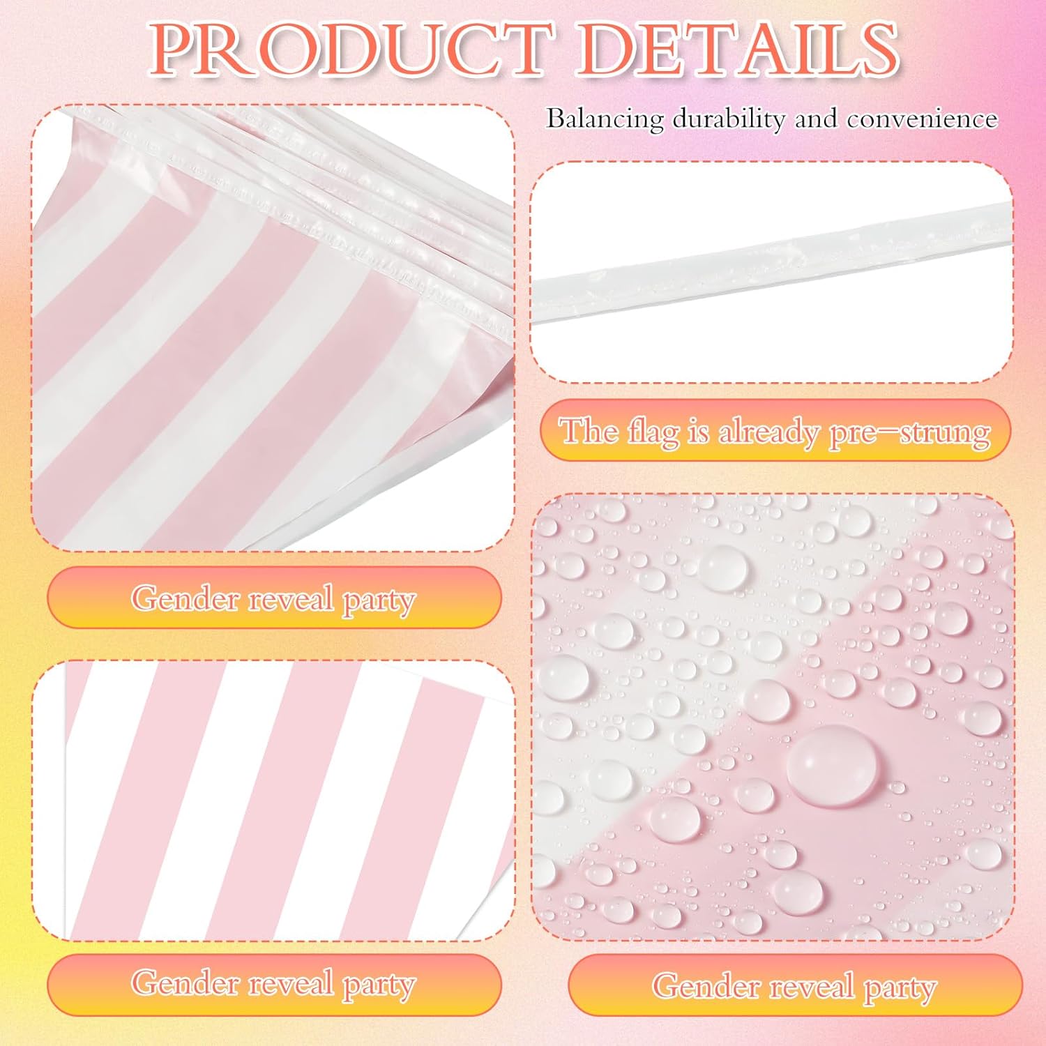 6 Pcs Pink Carnival Bunting Banner Decorations